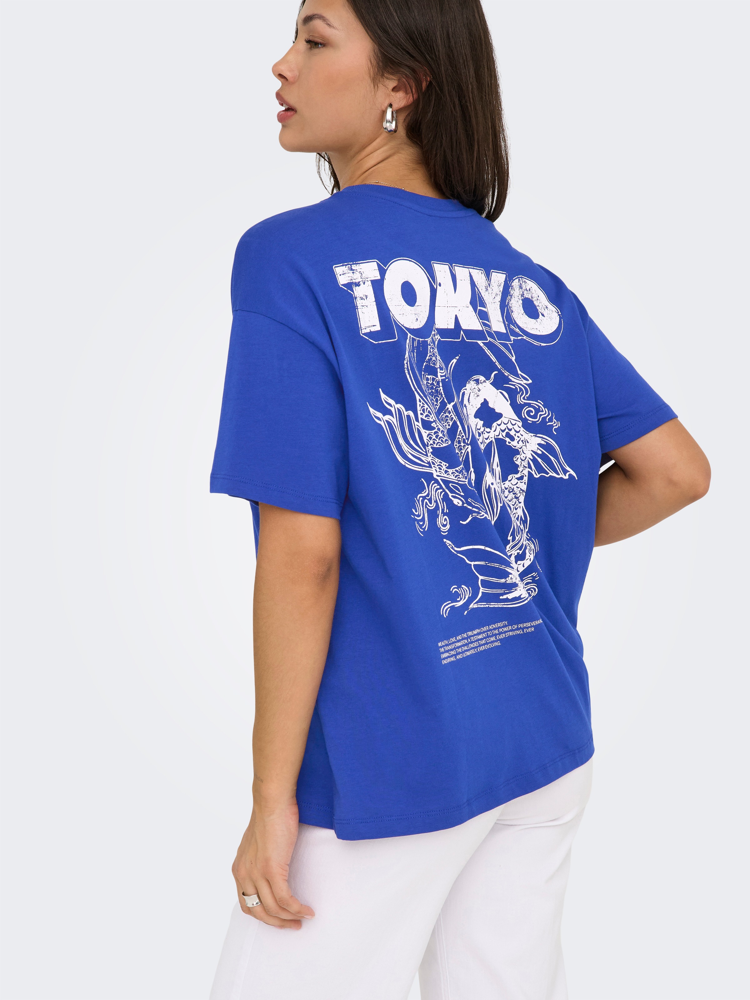 Thumbnail - ONLY Kurzarmshirt "ONLVIVVI LIFE S/S LOVELY TOP JRS" Baumwolle, regular fit, Rundhals