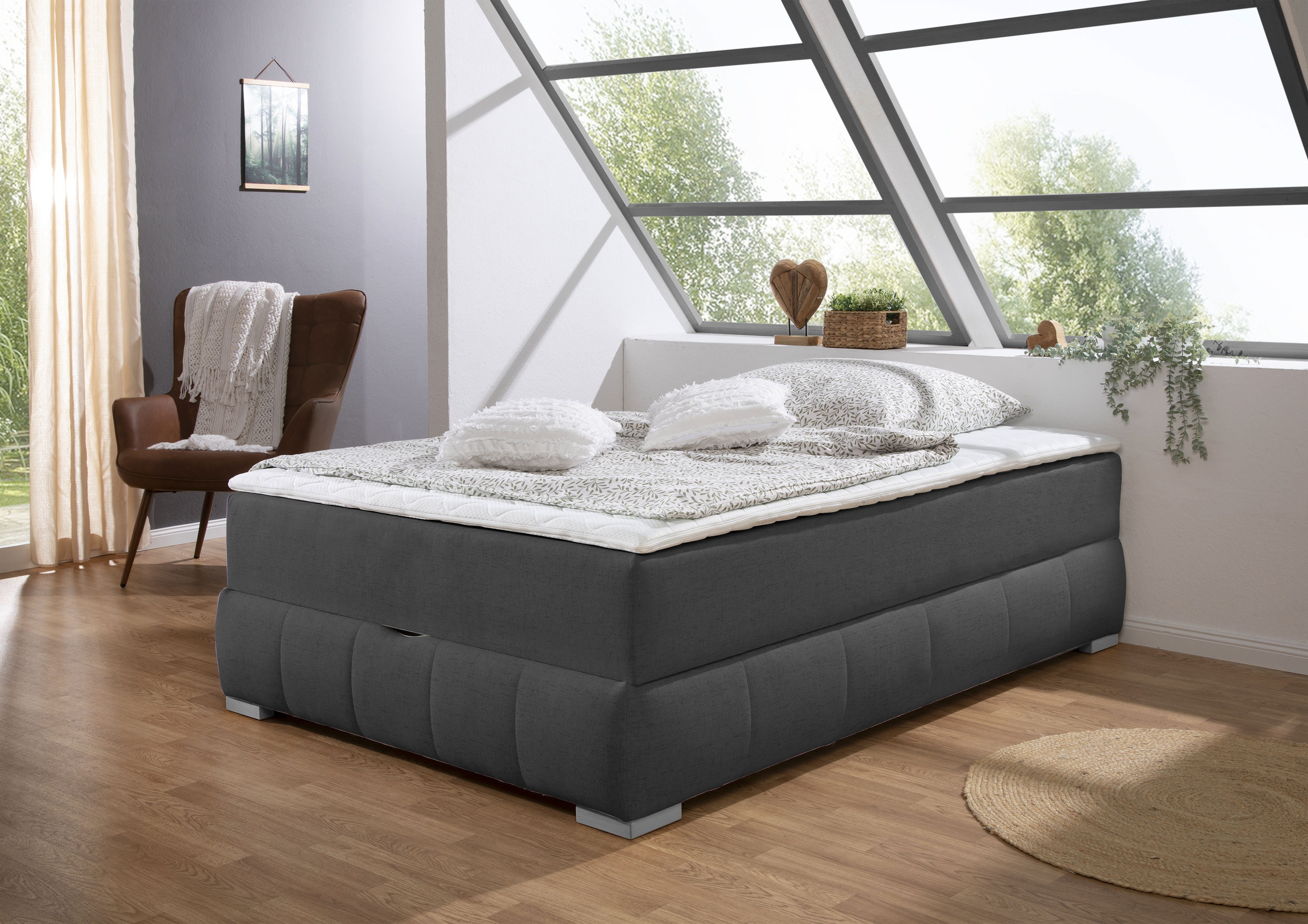 OTTO home Boxbett "Wehma ohne Kopfteil inkl. Bettkasten, auch in Überlänge erhältlich" in H2, H3 & H4 wählbar, inklusive Topper