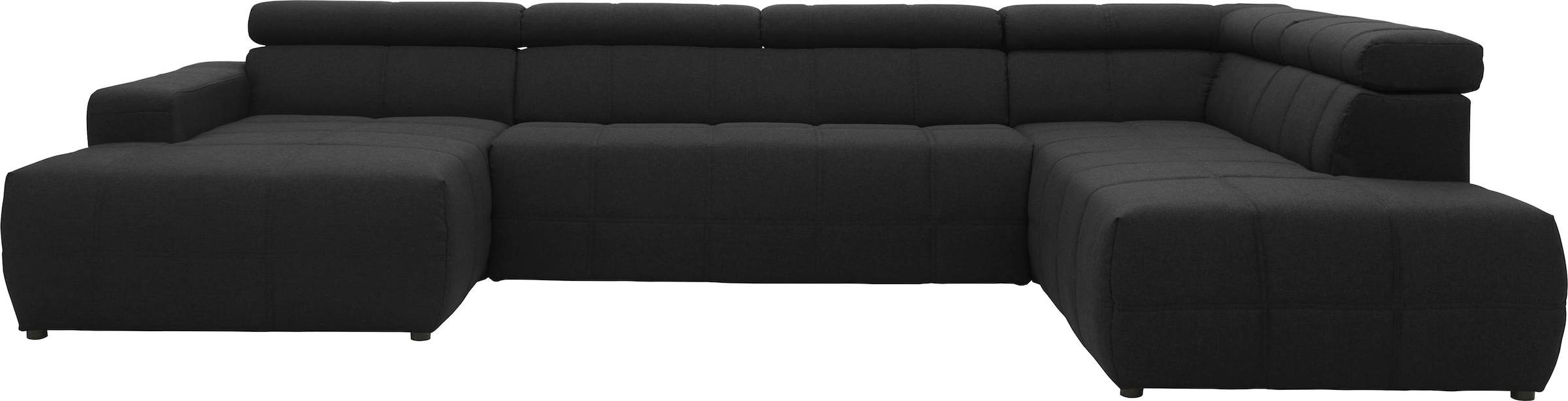 DOMO collection Wohnlandschaft "BRANDON whlw. mit Sitztiefenverstellung, whlw. Nierenkissen" mit Kopfteilverstellung, wahlweise Sitztiefenverstellung, U-Form