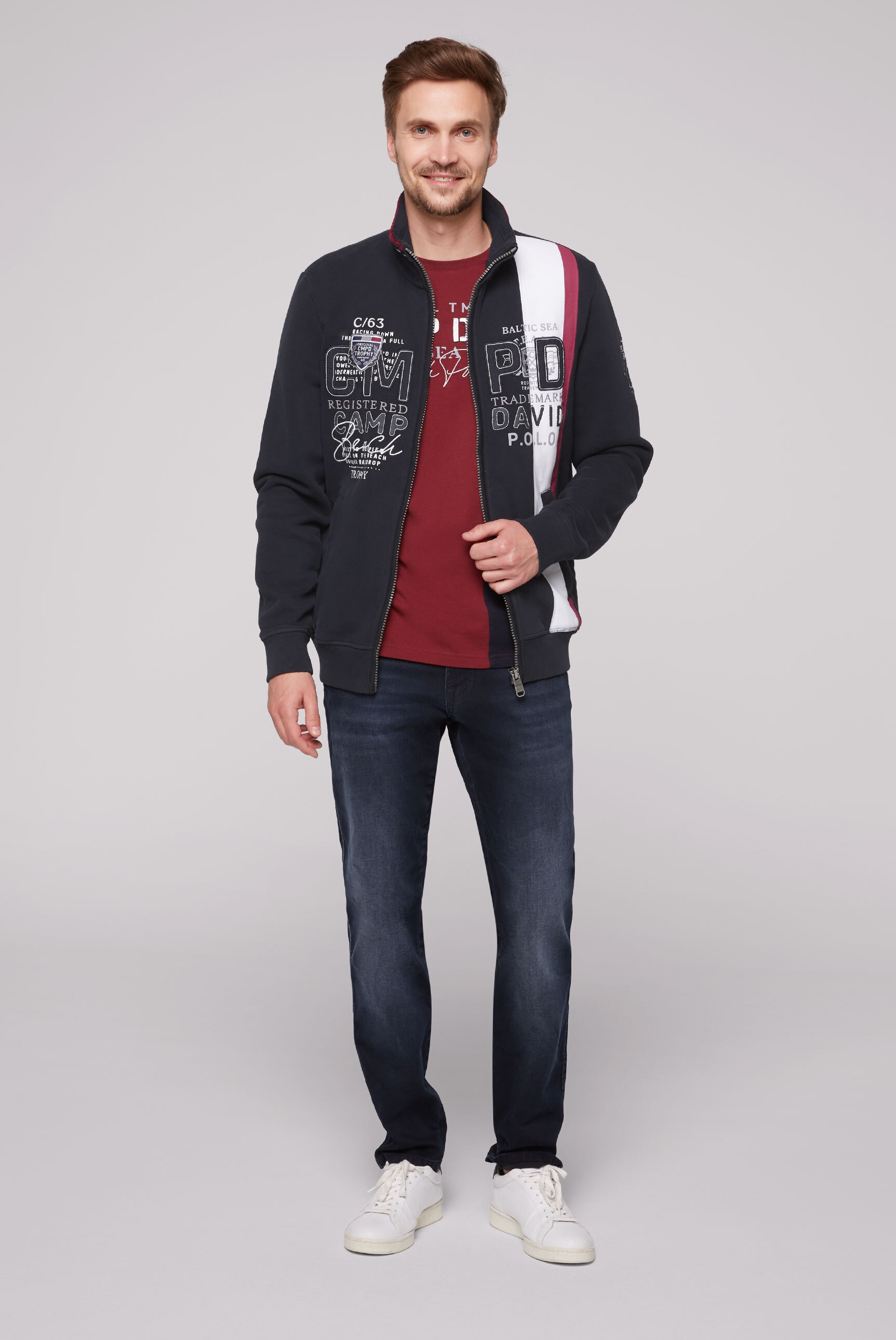 CAMP DAVID Sweatjacke, mit Stehkragen