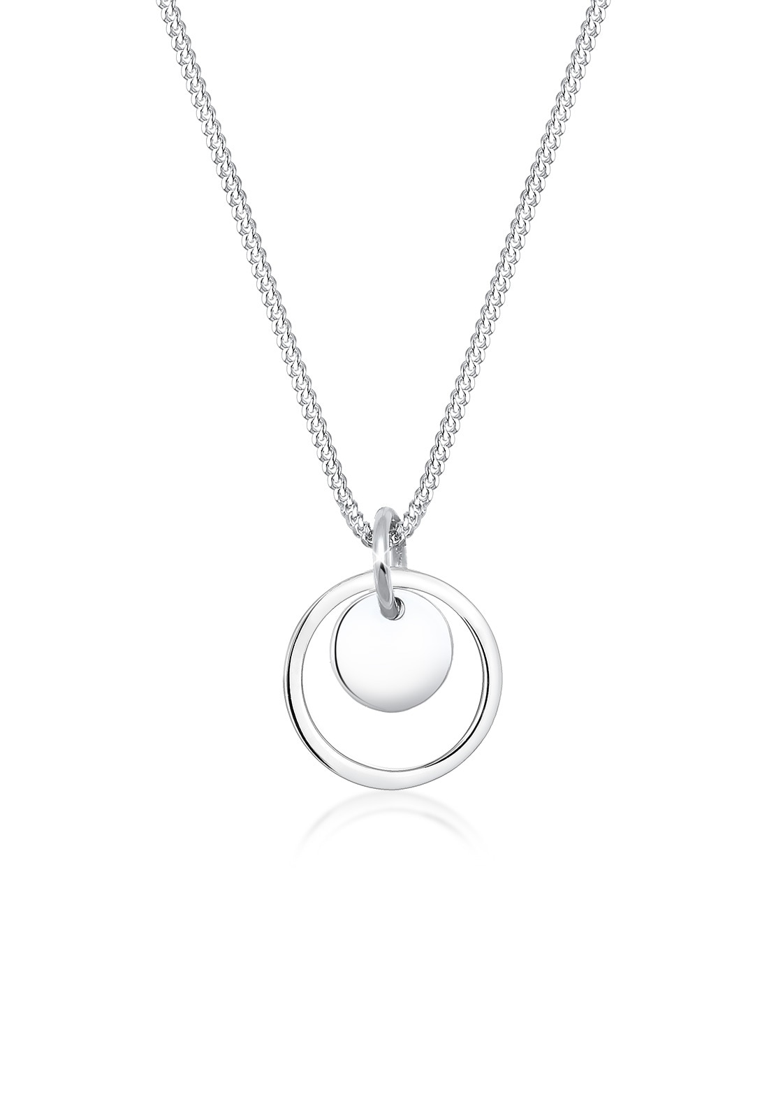 Ell Kette Mt Anhänger Duo Erbskette Plättchen Kres Brushed 925 Slber, Geo