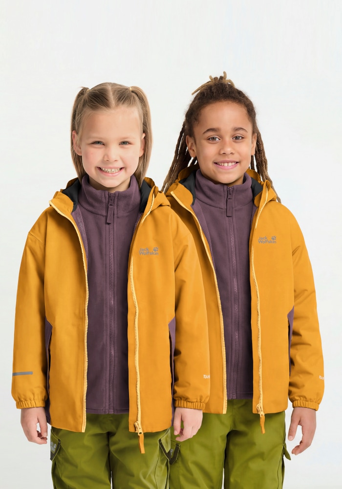 Jack Wolfskin 3-in-1-Funktionsjacke "ICELAND 3IN1 JKT K" mit Kapuze Allwetterjacke für Kinder, wasser- und winddicht, warm