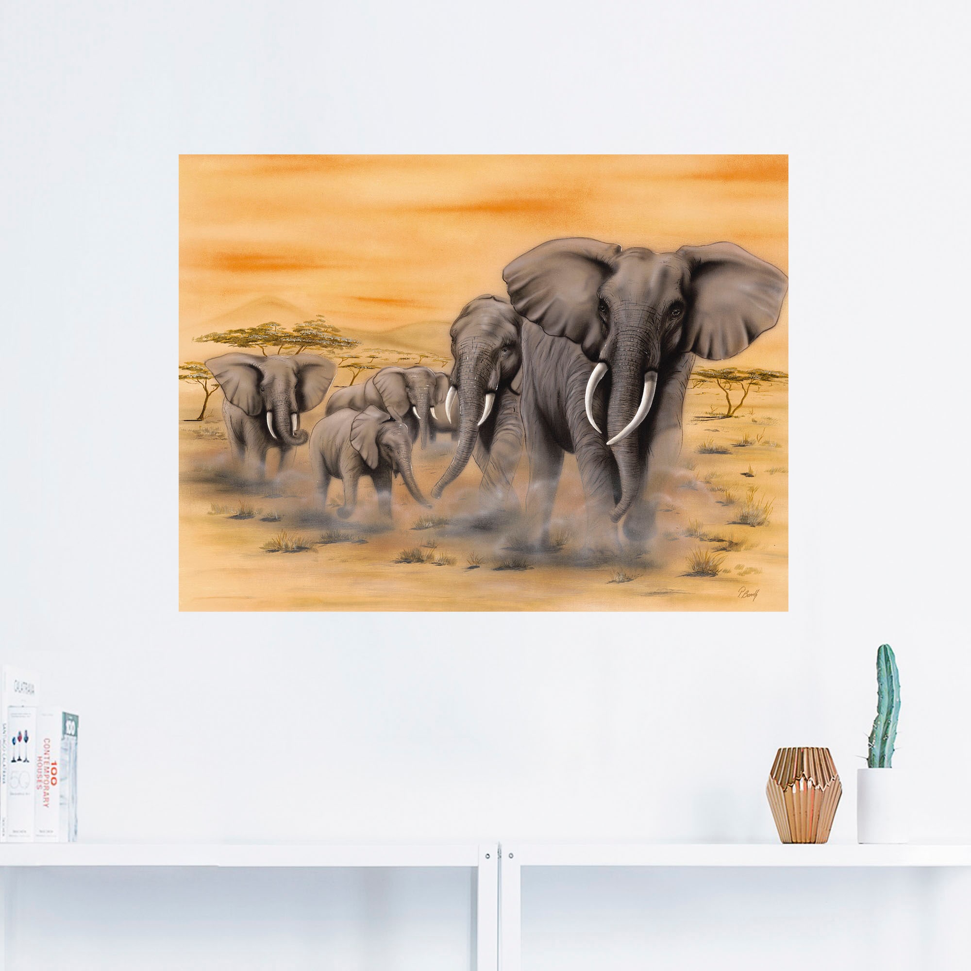 Artland Wandbild »Steppenelefanten«, Elefanten Bilder, (1 St.), als Alubild, Outdoorbild, Leinwandbild, Poster, Wandaufkleber
