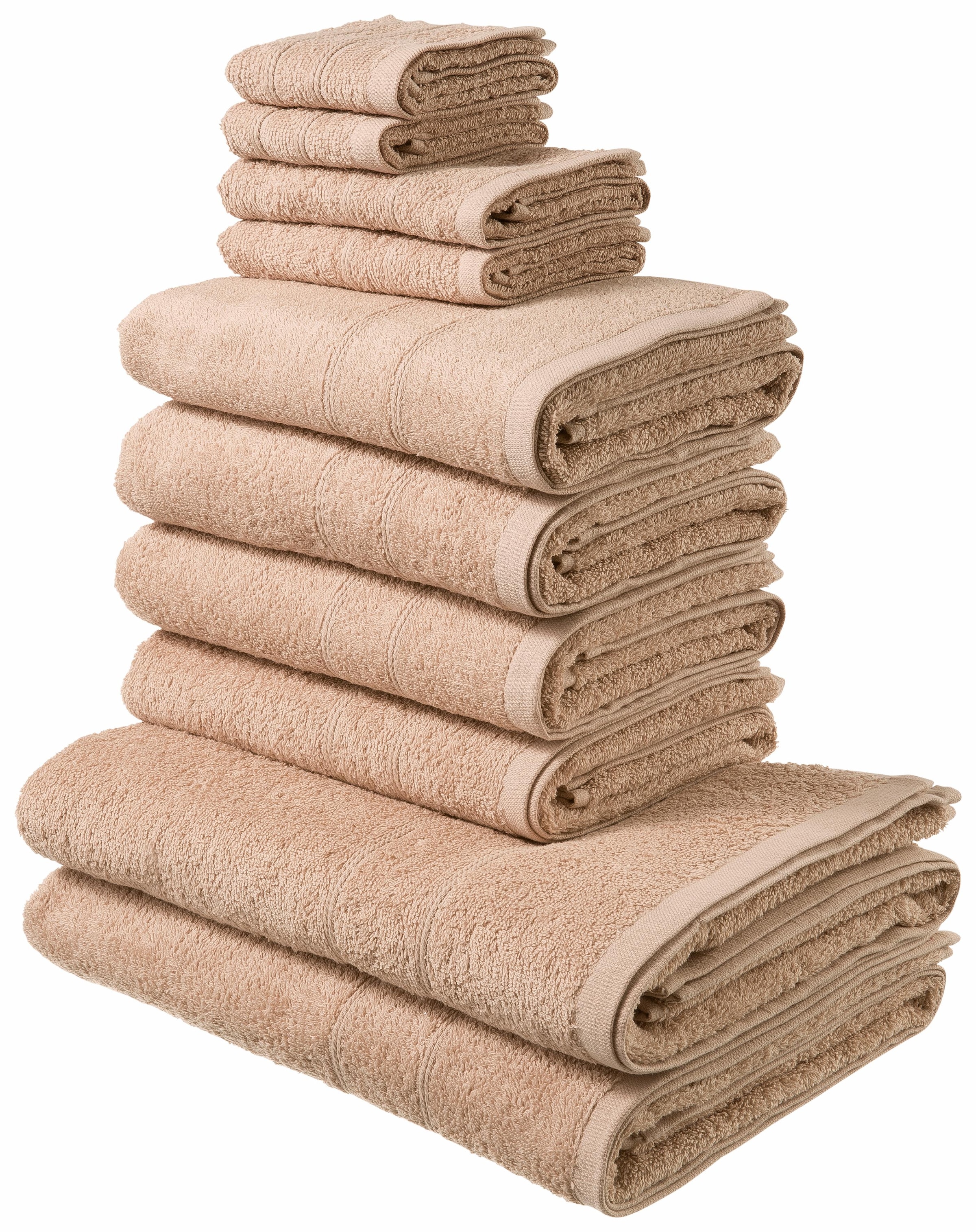 my home Handtuch Handtücher Set feiner tlg., Rechnung Baumwolle BAUR mit Bordüre, »Inga«, | Handtuchset 100% Set, aus auf 10 Walkfrottee