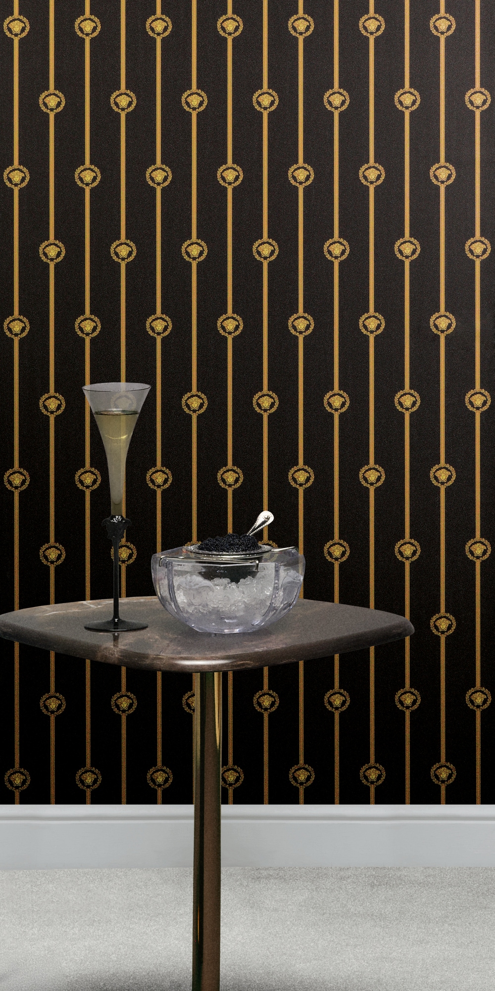 Versace Vliestapete "Versace 6 I Love Baroque –" 3D-Optik Barock Motiv geprägt Elegantes Streifendesign mit ikonischen Medaillons & feinem Glanz