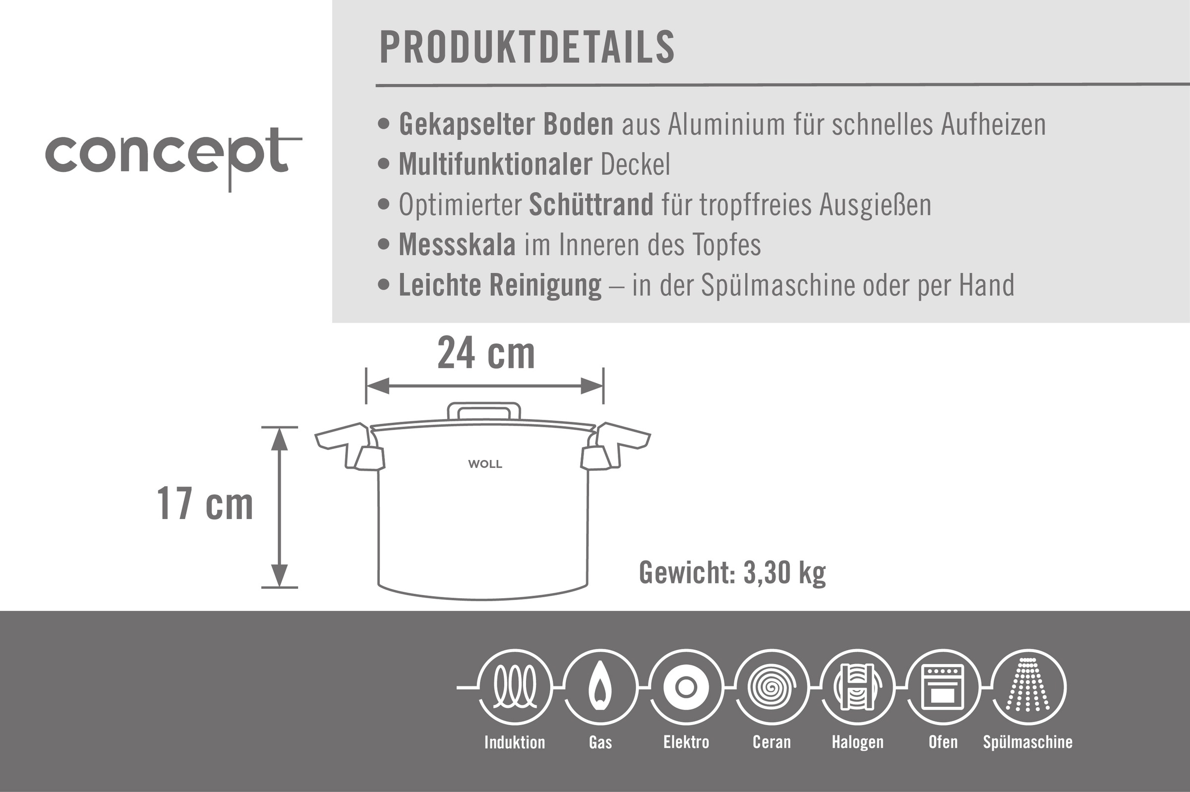 WOLL Kochtopf »Concept« 1 Stk. tlg. Edelstahl 18/10
