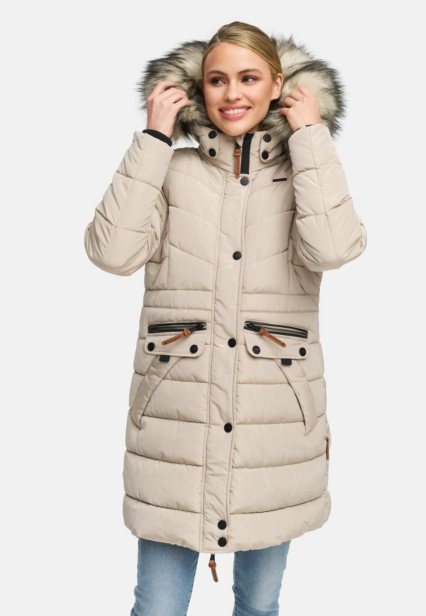 Navahoo Steppmantel »Paula«, stylischer Winter Parka m. edlem Fellimitat