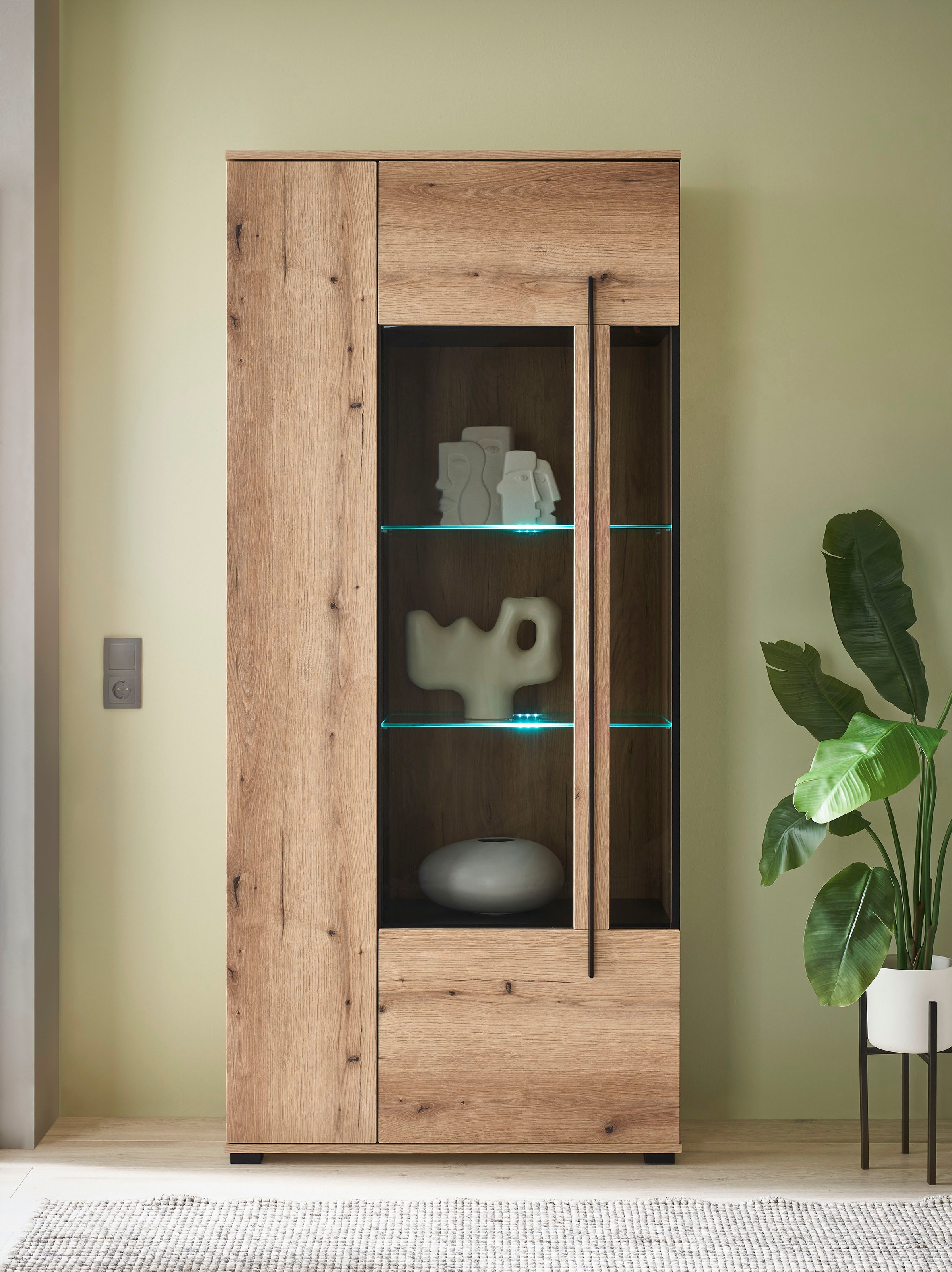 Home affaire Vitrine "Cantara, Vitrinenschrank in Eiche Evoke oder weiß, St günstig online kaufen