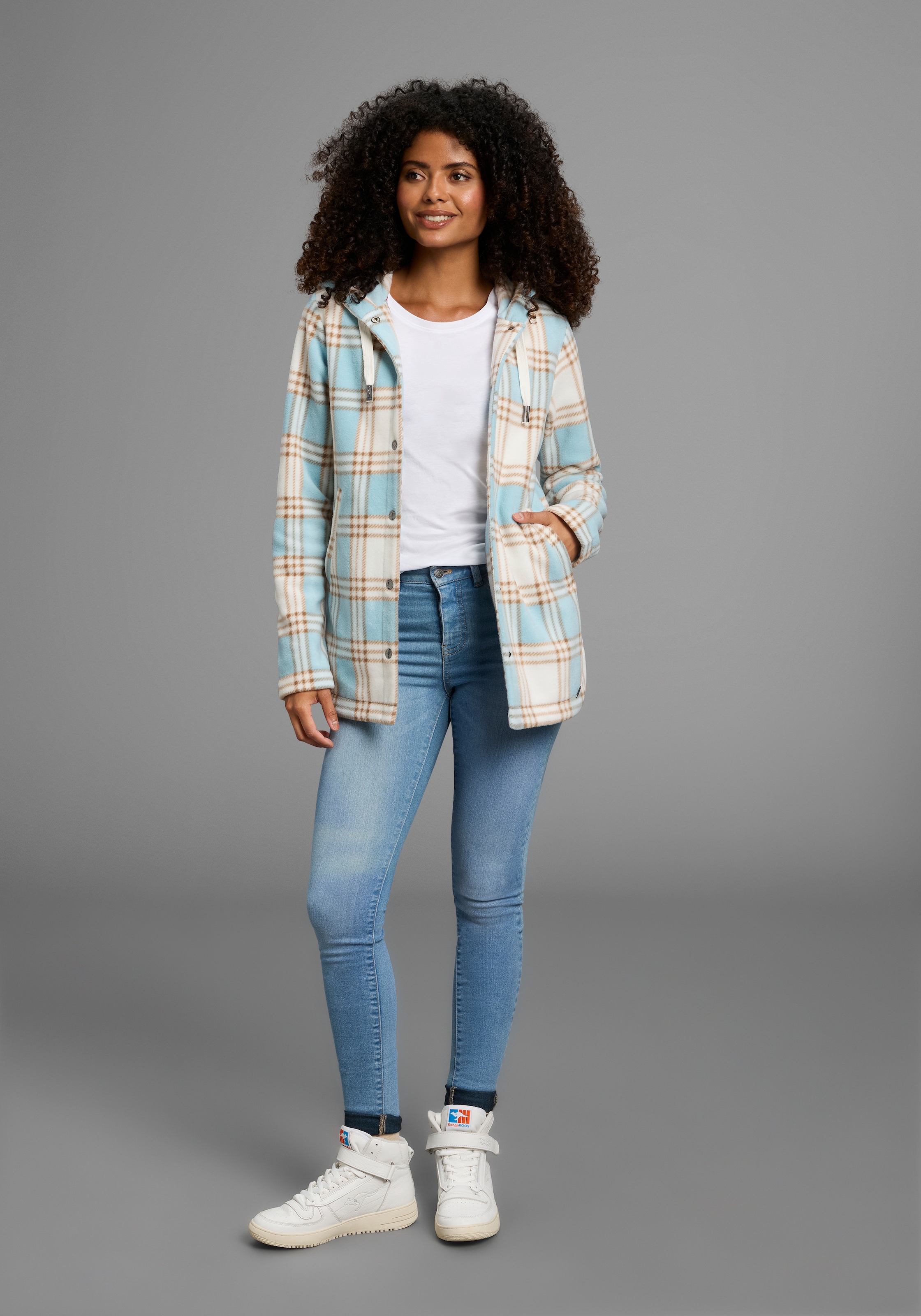 KangaROOS Fleecejacke, mit Kapuze, weite Passform