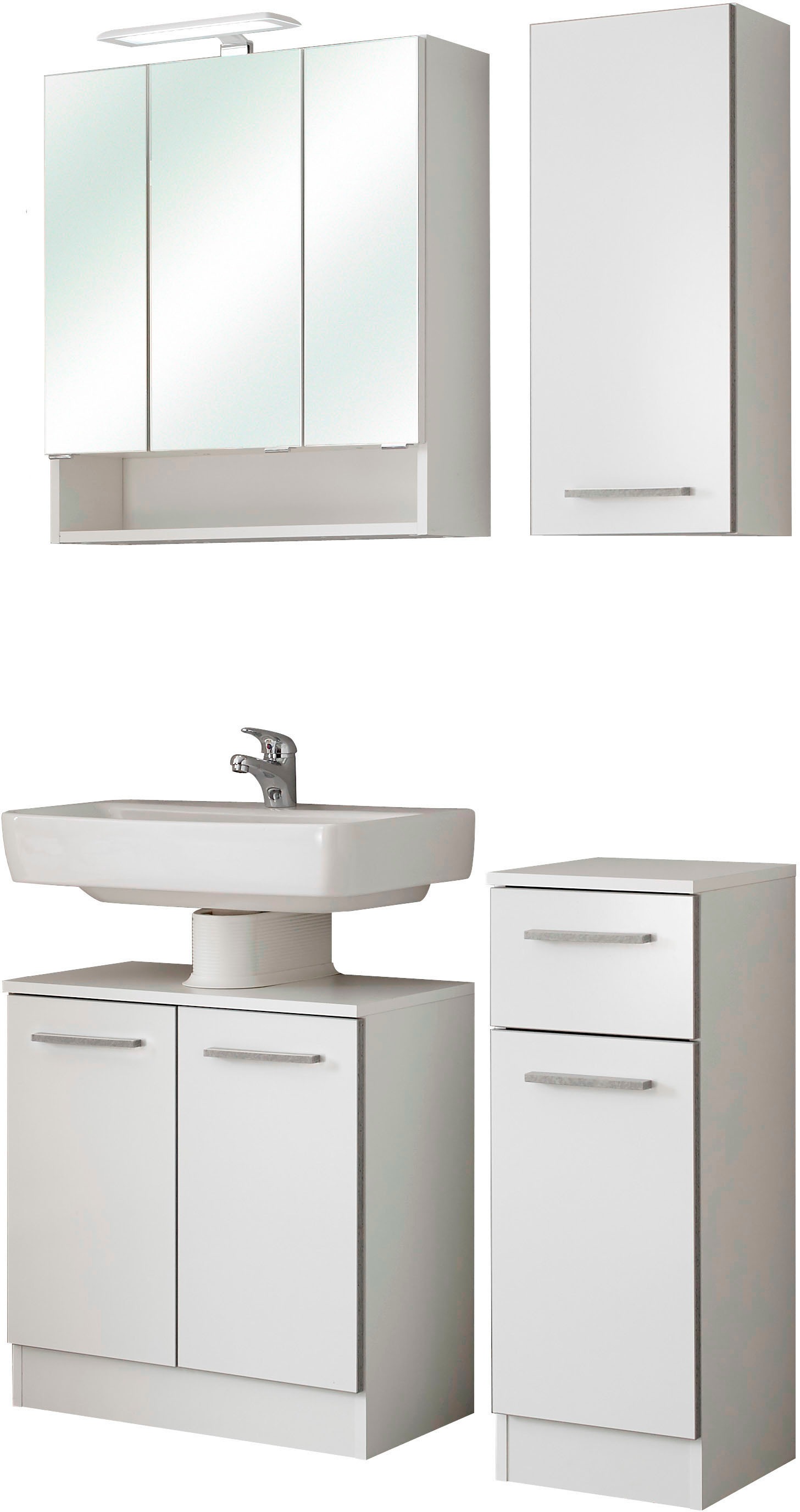 Thumbnail - Saphir Badmöbel-Set "Quickset 953 4-teilig, Waschbeckenunterschrank und LED-Spiegelschrank" Set, 4 Stk. tlg.