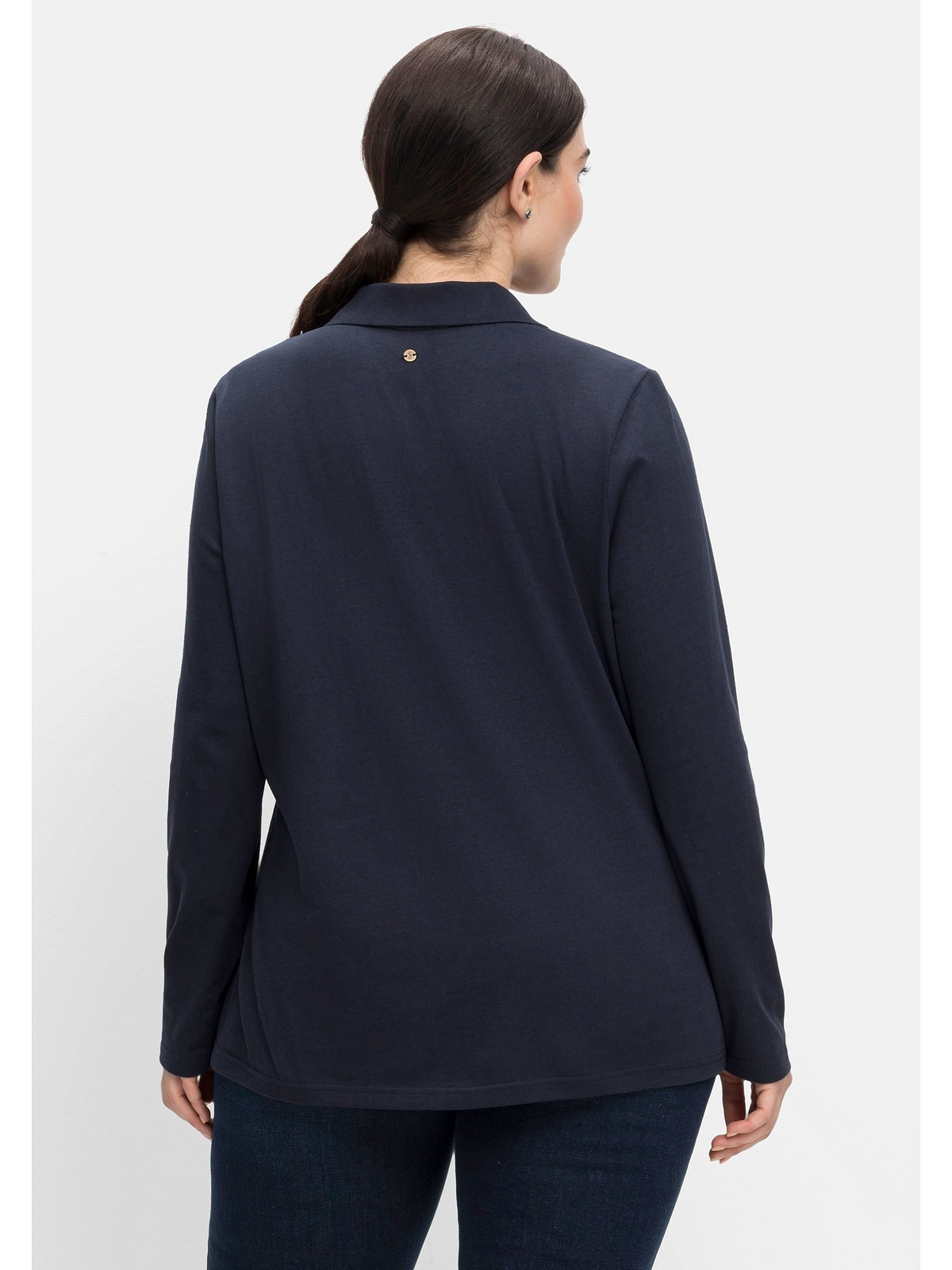 Sheego Langarmshirt »Große Größen«, mit kurzer Knopfleiste, in feiner  Melange online kaufen | BAUR