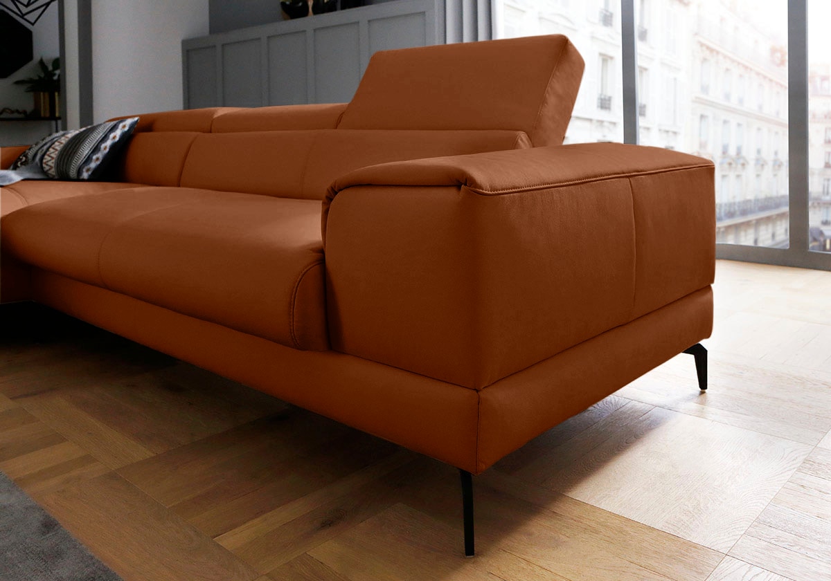 W.SCHILLIG Ecksofa »piedroo, Designsofa mit tollem Sitzkomfort, L-Form«, Kopfteilverstellung, wahlweise mit Sitztiefenverstellung, Breite 303cm