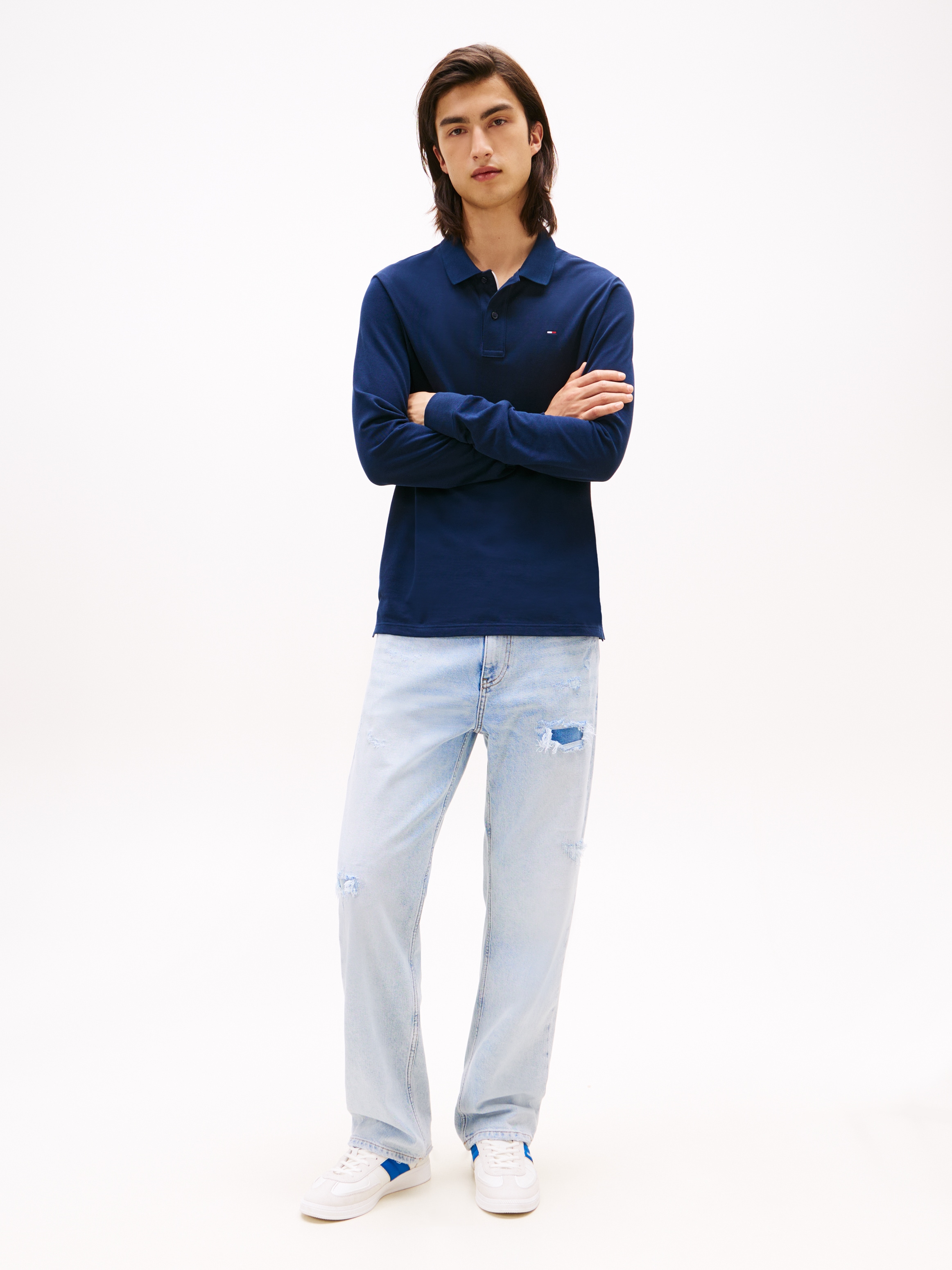 Tommy Jeans Poloshirt »TJM SLIM PLACKET POLO LS EXT«, mit Logostickerei