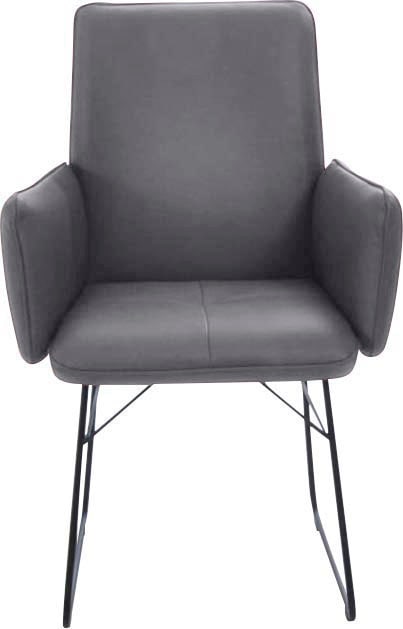 K+W Komfort & Wohnen Armlehnstuhl, 1 St., Leder CLOUD, Drahtkufengestell in Metall schwarz, Griff am Rücken, Steppung im Sitz
