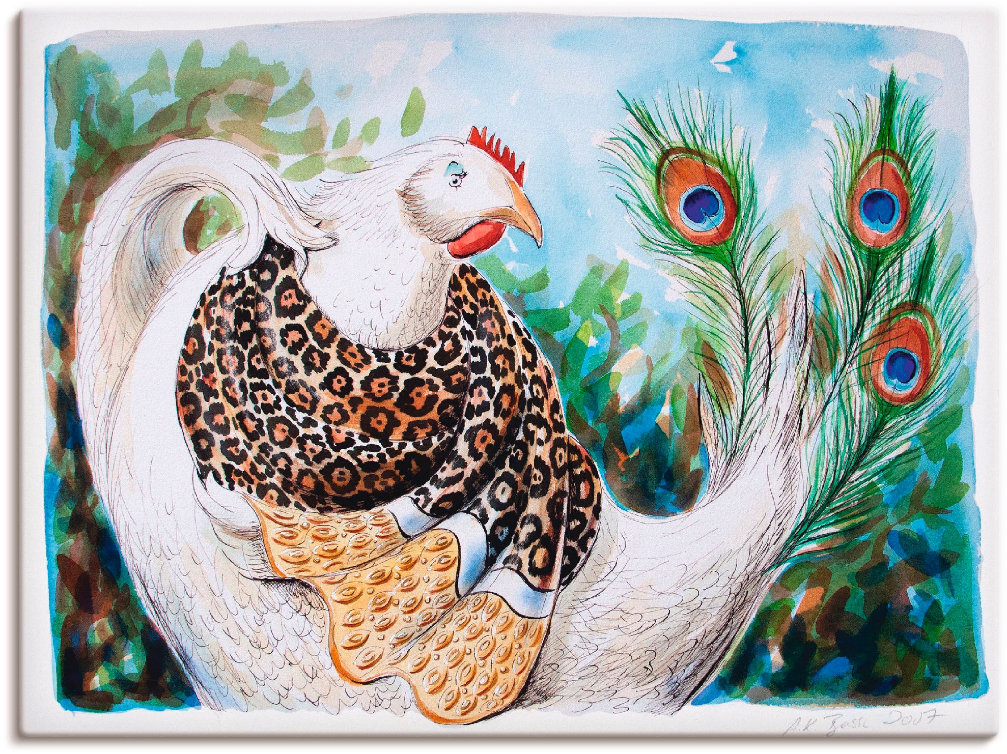 Artland Poster »Eitles Huhn«, Vögel, (1 St.), als Leinwandbild, Wandaufkleber oder Poster in versch. Größen