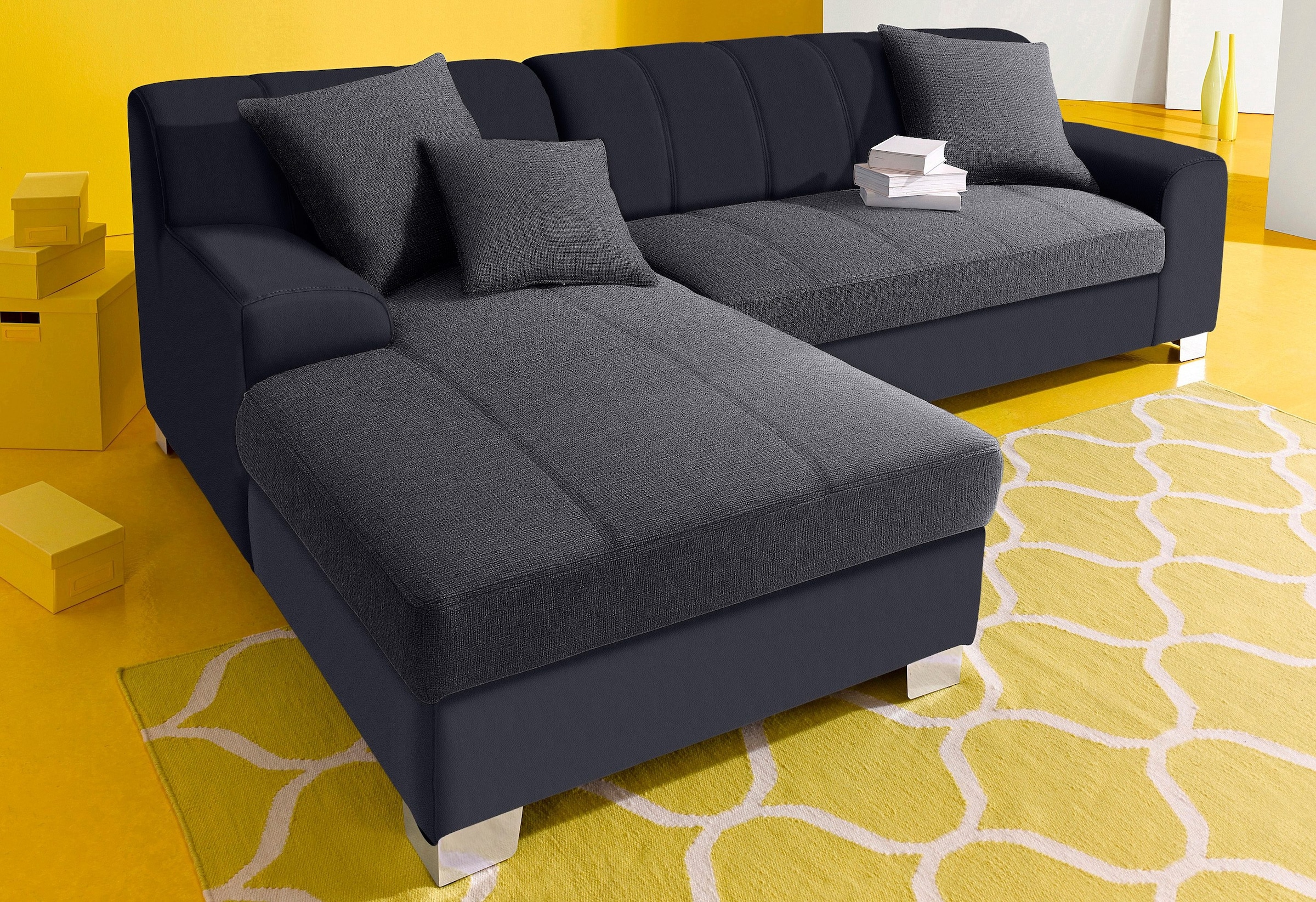 DOMO collection Ecksofa "TURAH 239x152 cm, inkl. Zierkissen, moderne Steppung" mit Bettfunktion, Schlafsofa, Unser Dauertiefpreis