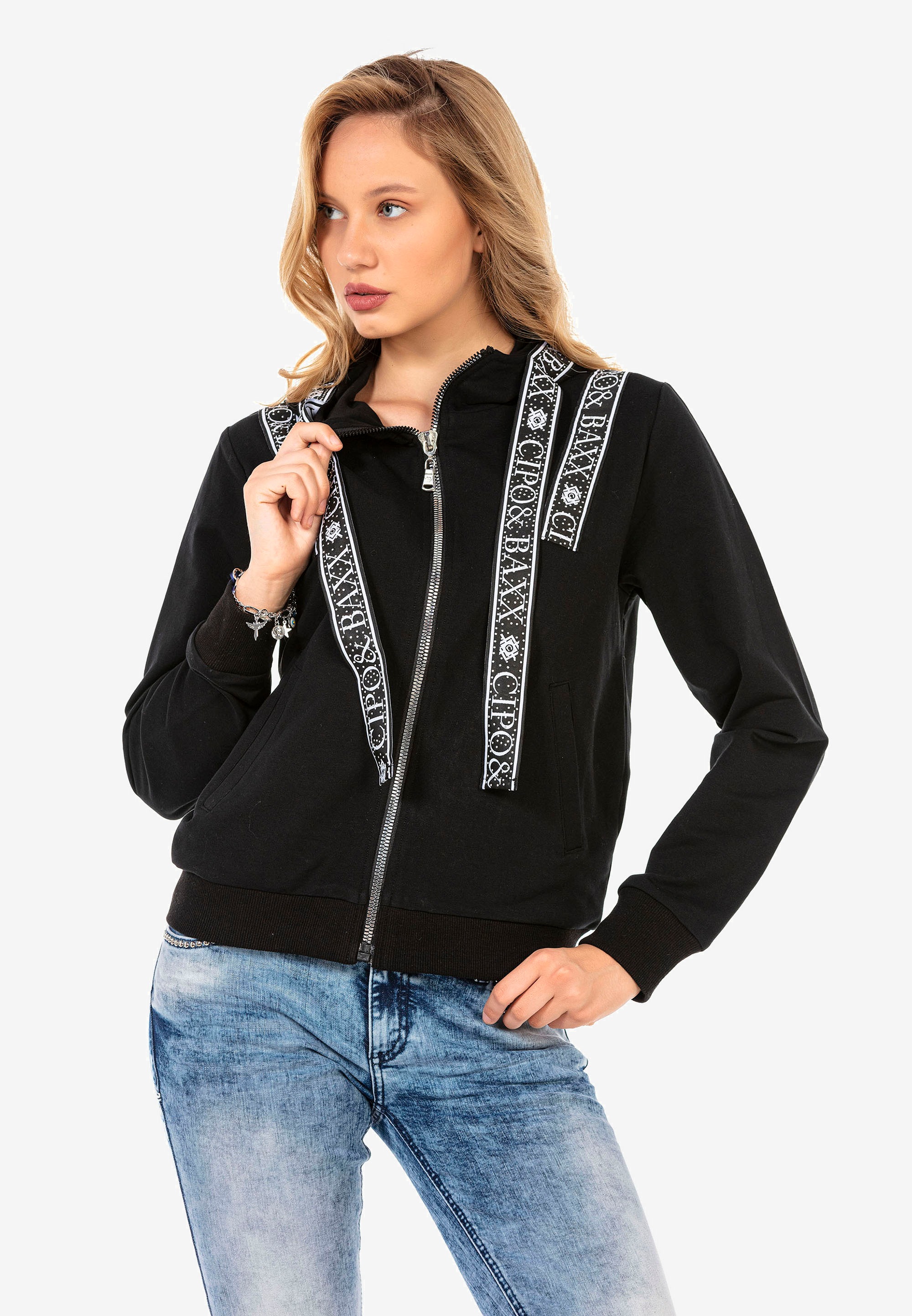 mit | BAUR tollen & Marken-Elementen Cipo Friday Black Baxx Sweatjacke,