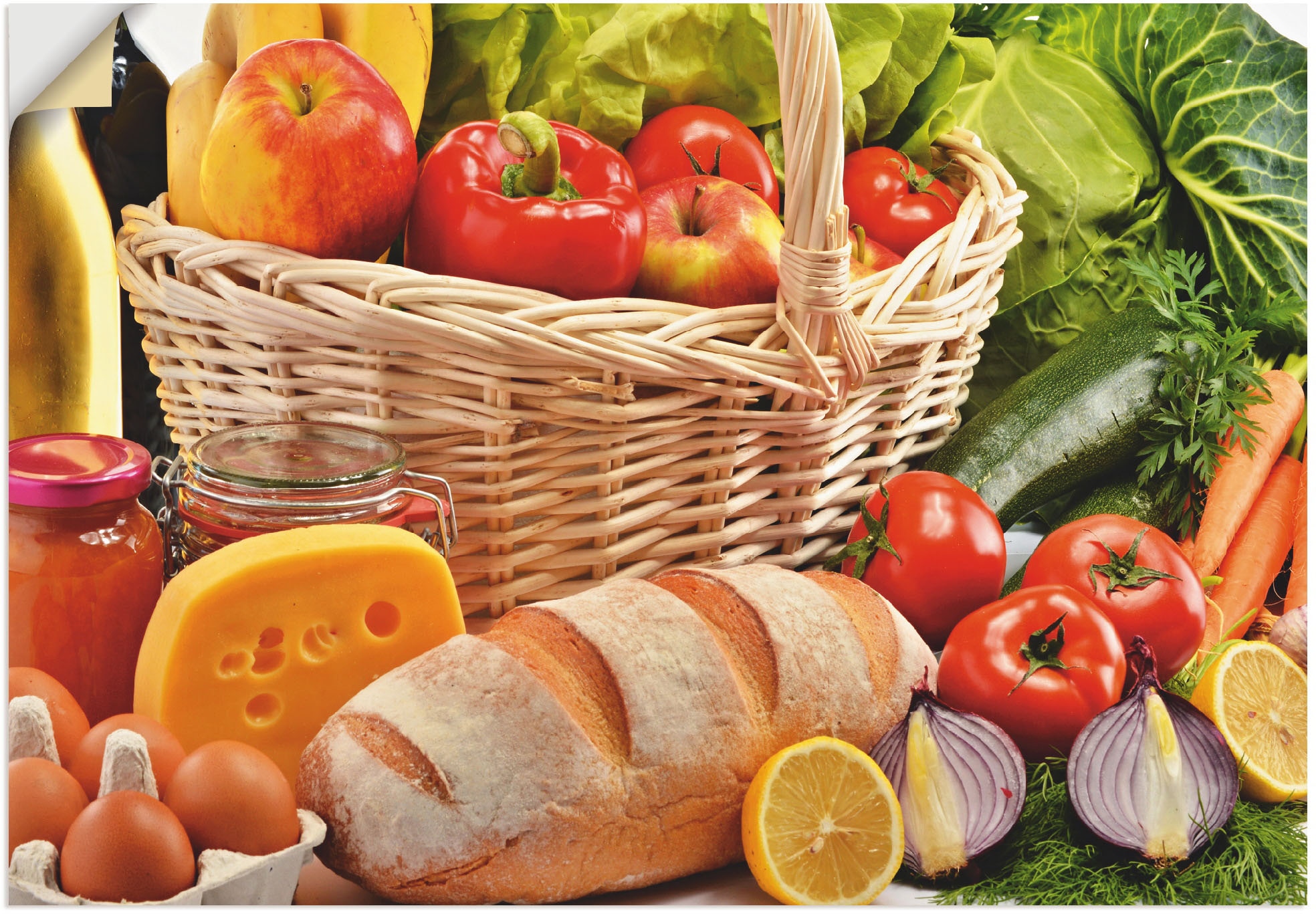 Artland bestellen Leben Wandaufkleber als Wandbild Alubild, Leinwandbild, Größen (1 BAUR Poster »Gesund Gemüsekorb«, oder versch. St.), in und - Lebensmittel, Obst |
