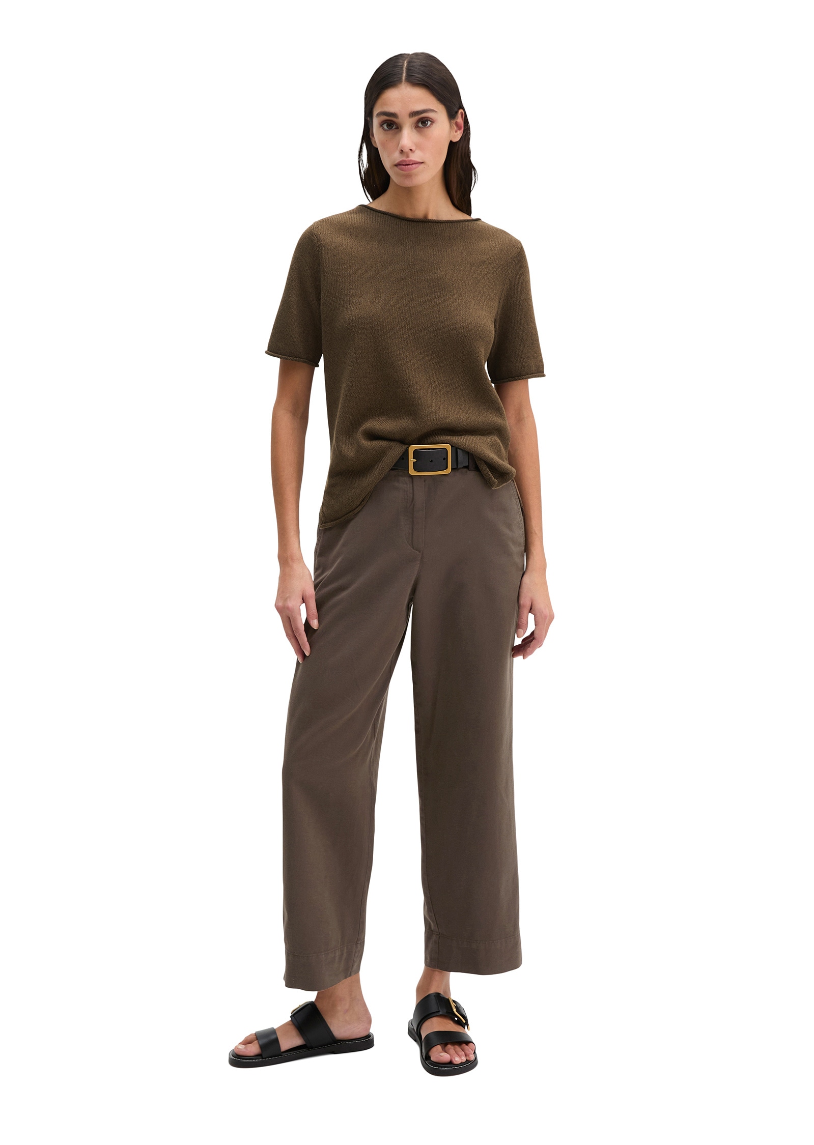 Marc O'Polo Kurzarmpullover »aus Organic Cotton-Leinen-Mix«