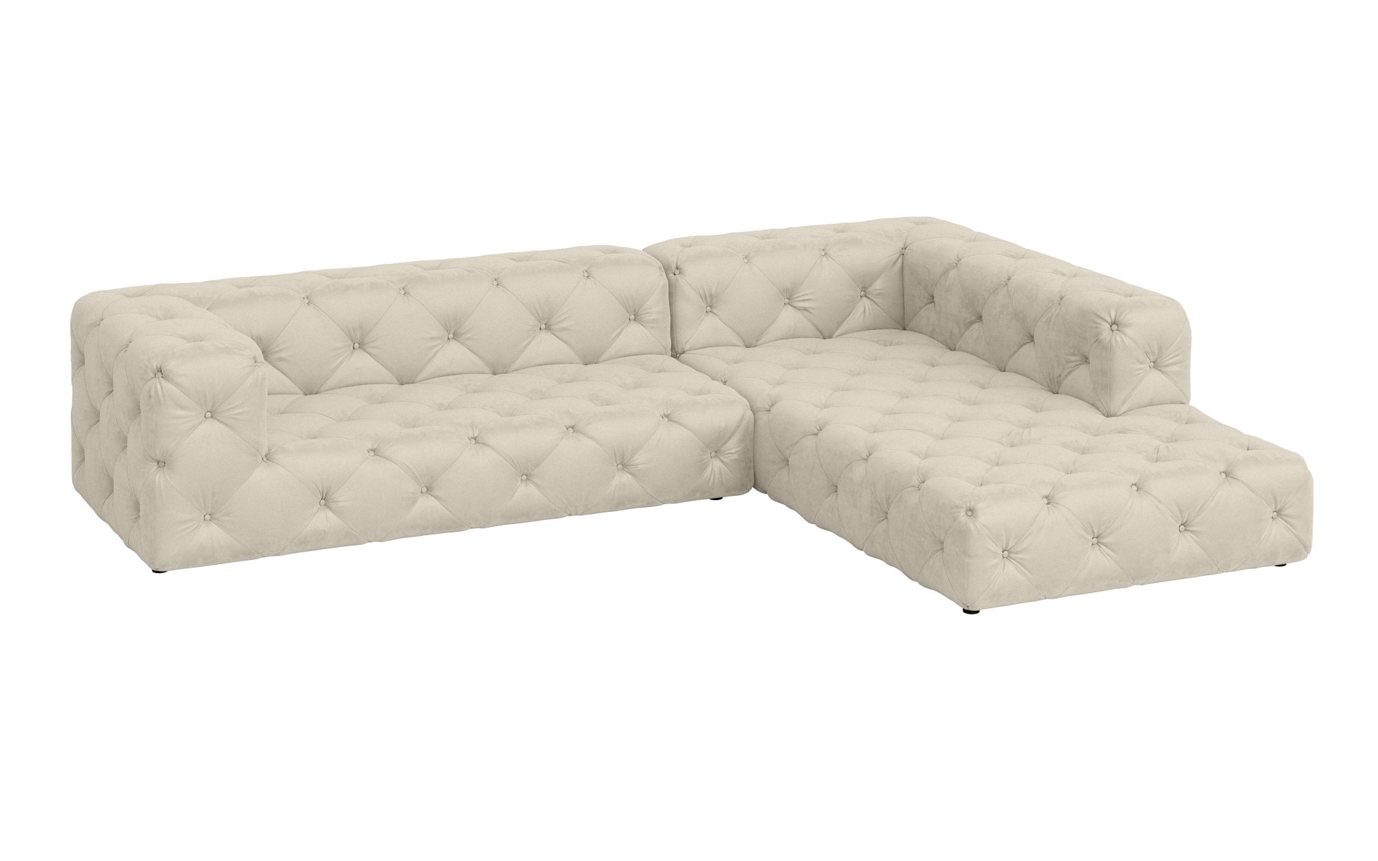 Places of Style Ecksofa »FOLLINA«, L-Form, mit klassischer Chesterfield-Knopfheftung
