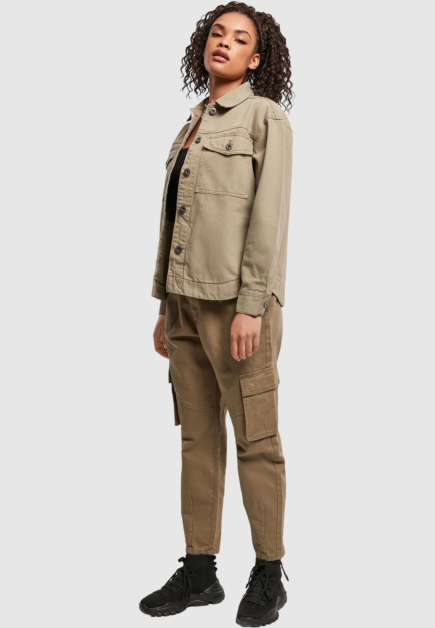 URBAN CLASSICS Allwetterjacke »Urban Classics Damen Ladies Oversized Shirt Jacket«, (1 St.), ohne Kapuze