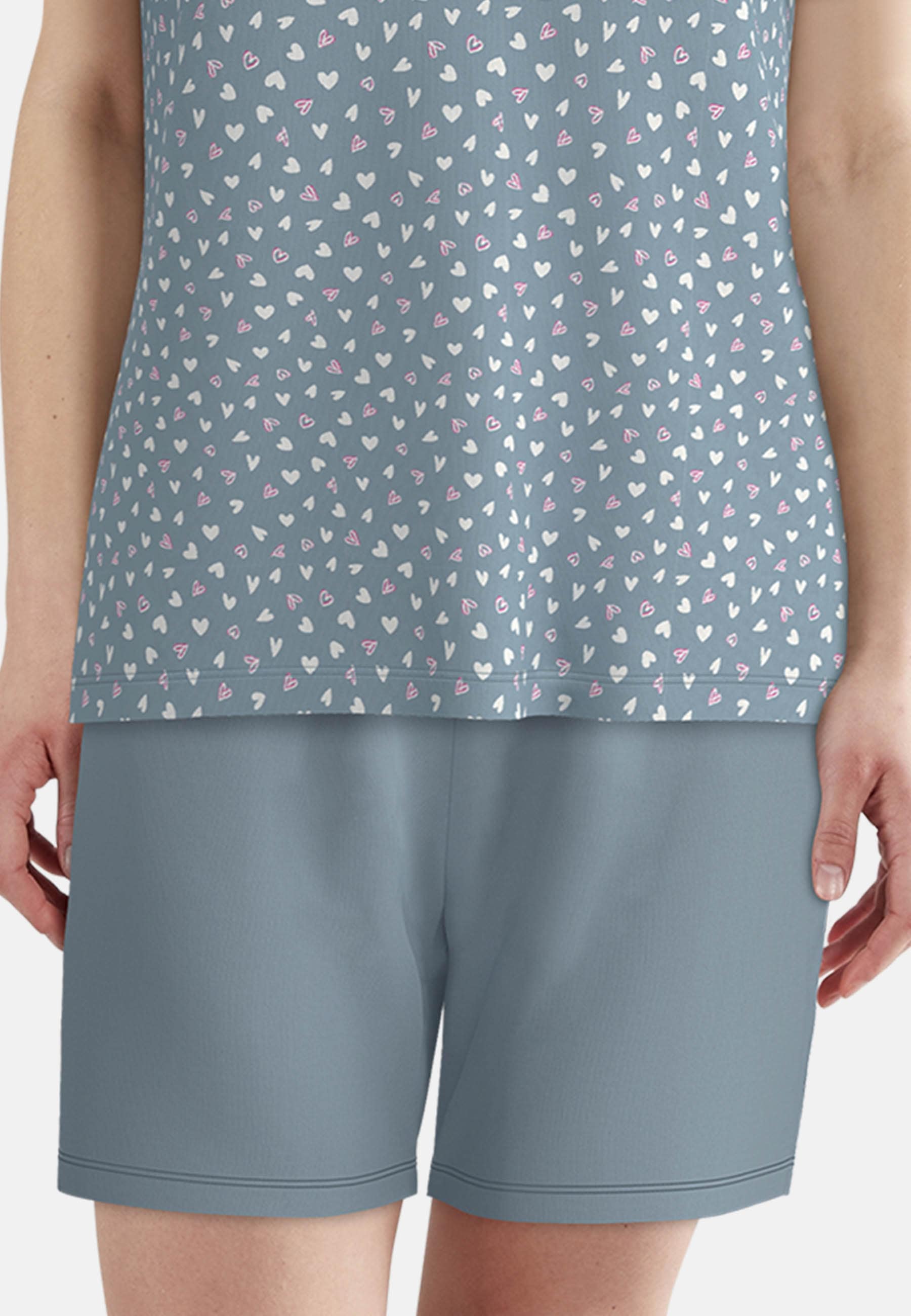 TOM TAILOR Shorty mit Motiv, Rundhalsausschnitt, kurz, Baumwollmix