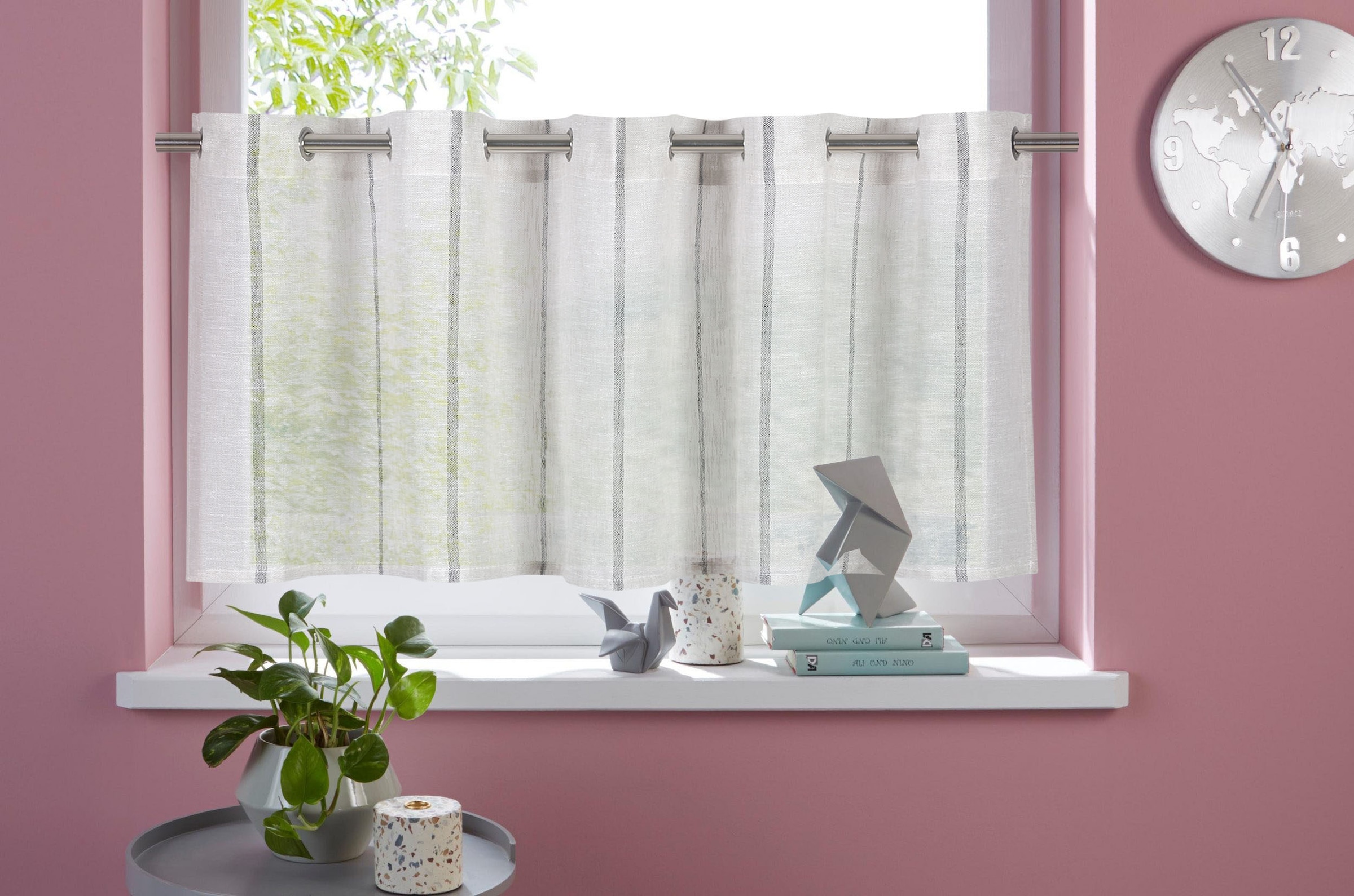 my home Scheibengardine "Clea" Ösen 1 Stk. tlg. Polyester, mit Längsstreife günstig online kaufen