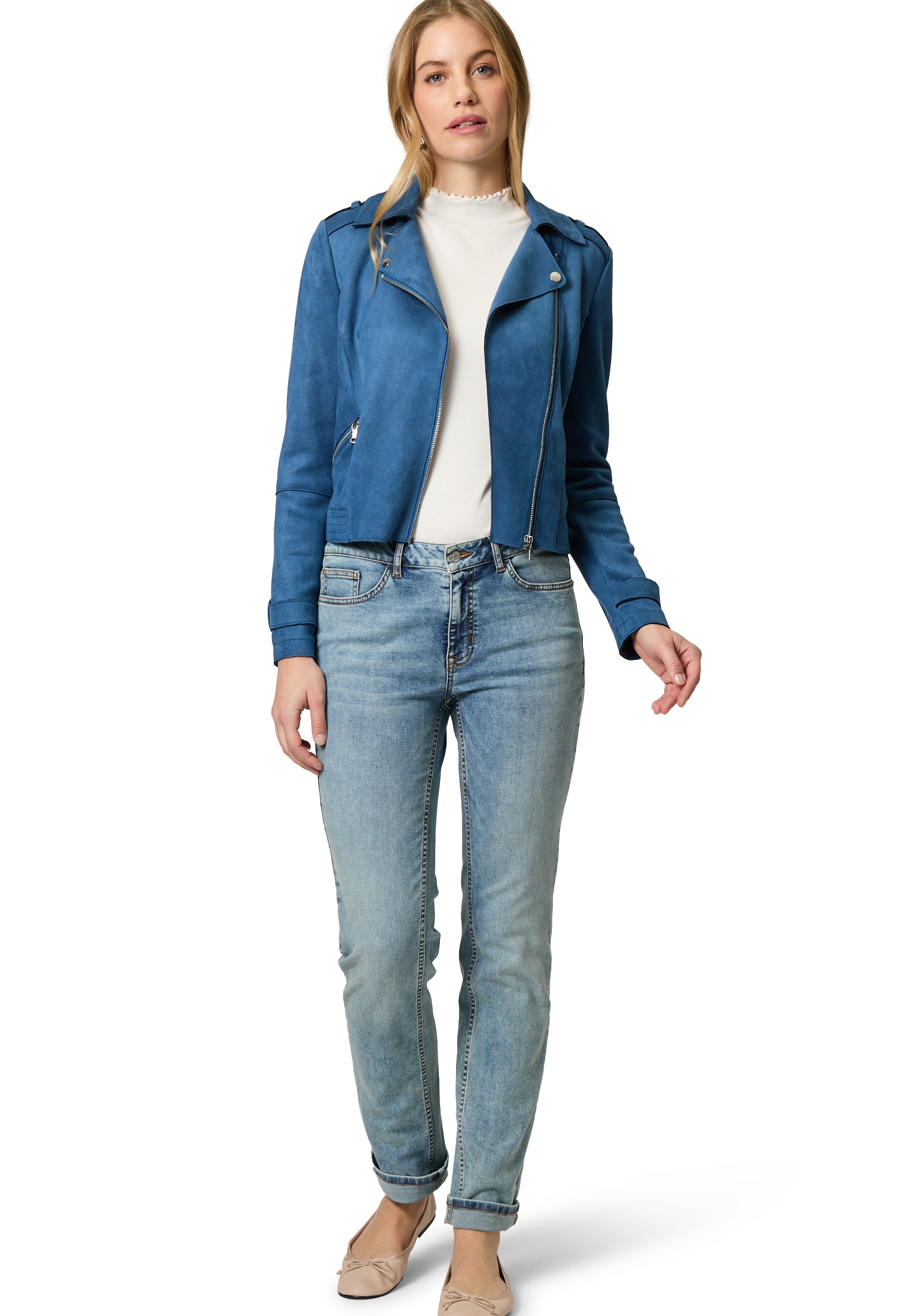 Zero Bikerjacke »zero Bikerjacke in Veloursleder-Optik«