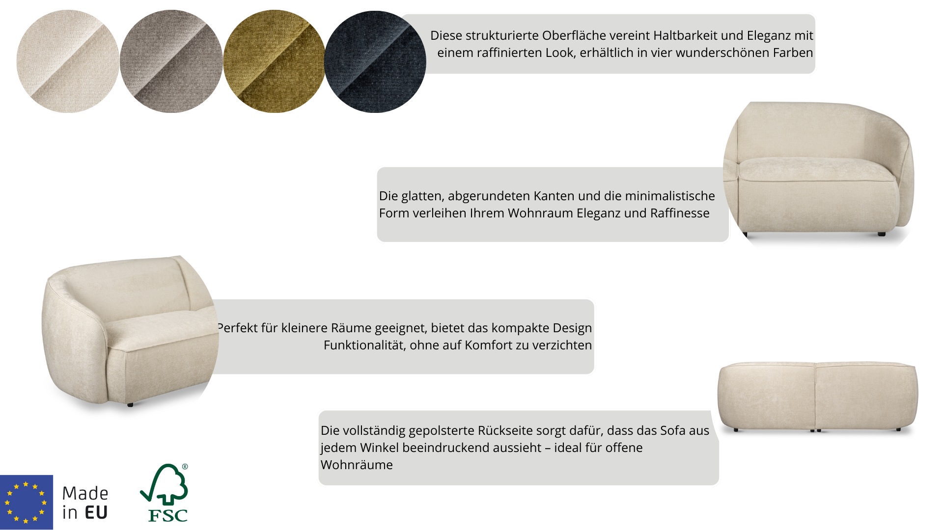 INOSIGN Ecksofa »Cosigo«, Breite 246 cm, 2 Chenille-Stoffe zur Auswahl, mit Kaltschaum