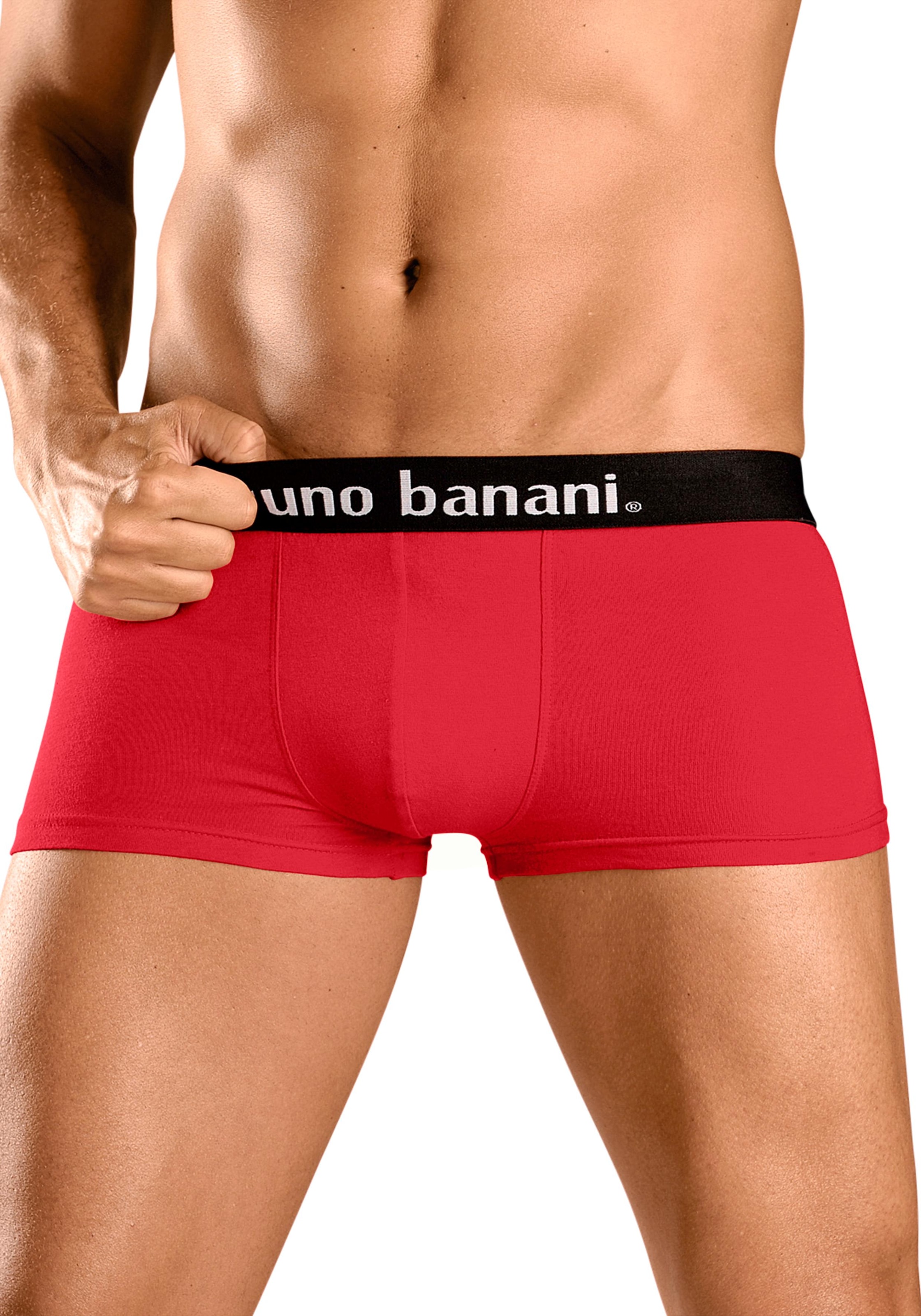 Bruno Banani Hipster, (Packung, 4 St.), knapp sitzende Boxershorts in uni oder gemustert aus Baumwollmischung