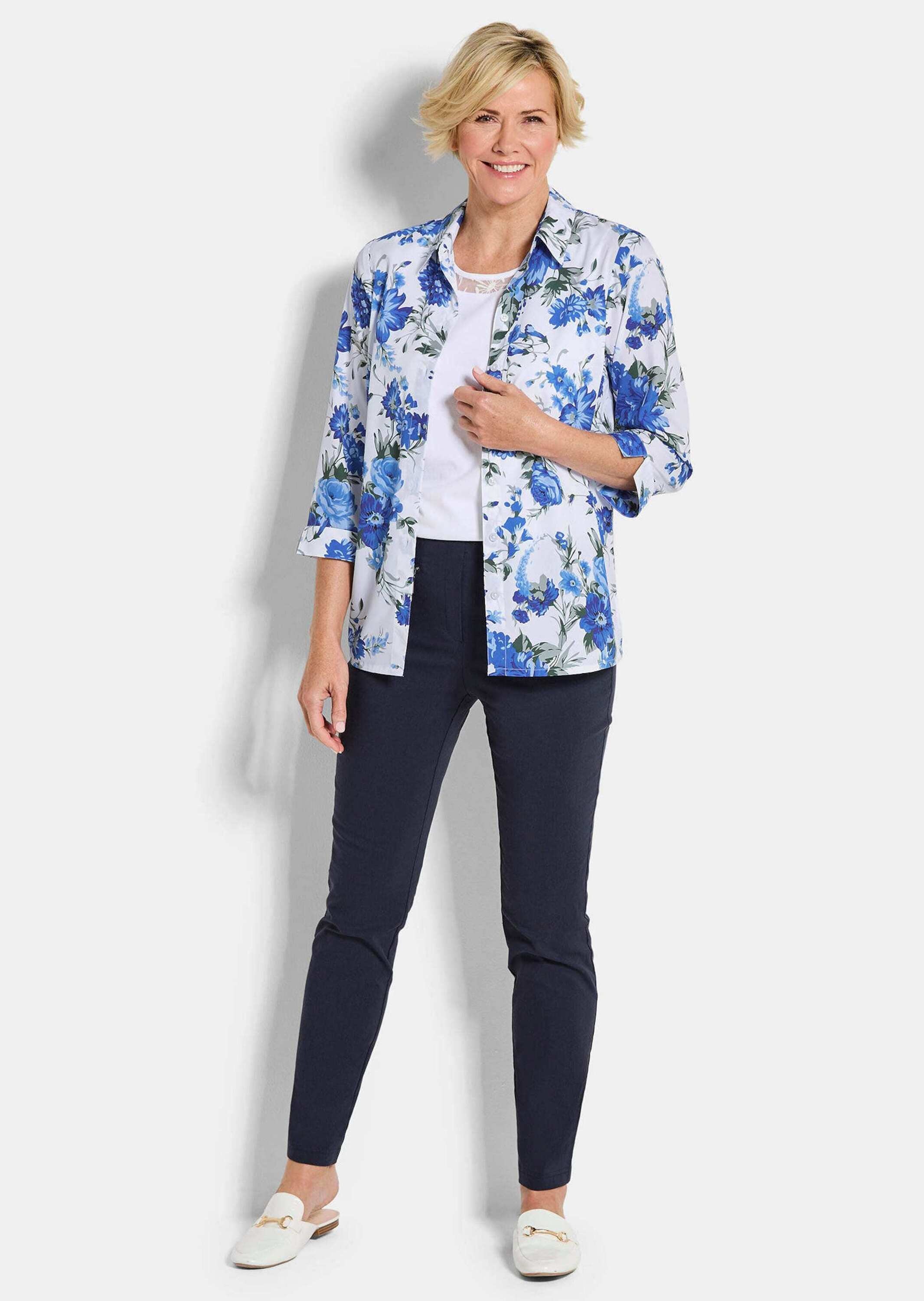 GOLDNER Klassische Bluse "Hemdbluse mit Spitzenshirt" Spitzeneinsatz günstig online kaufen