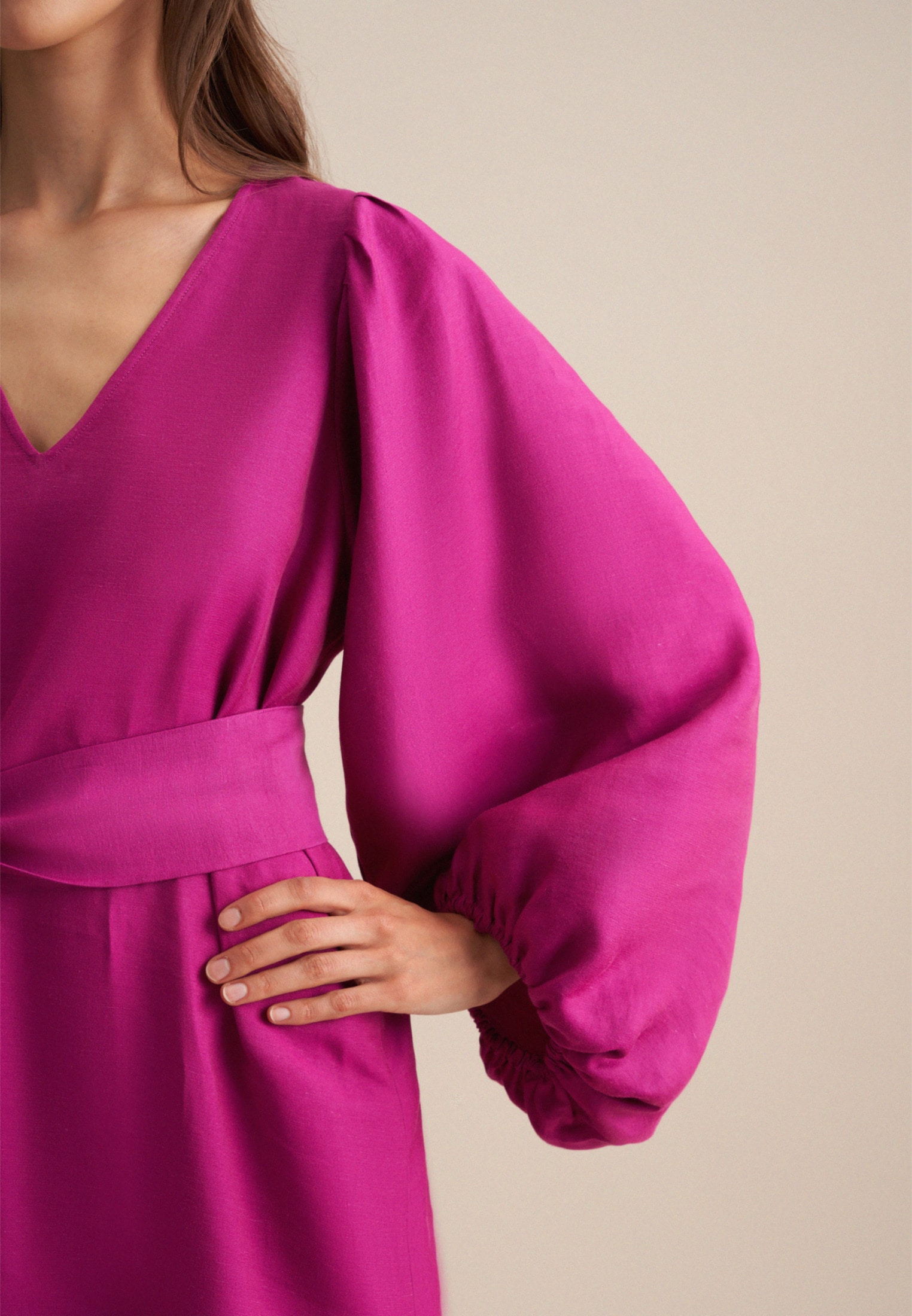 seidensticker Sommerkleid »Schwarze Rose«, Langarm V-Neck Uni