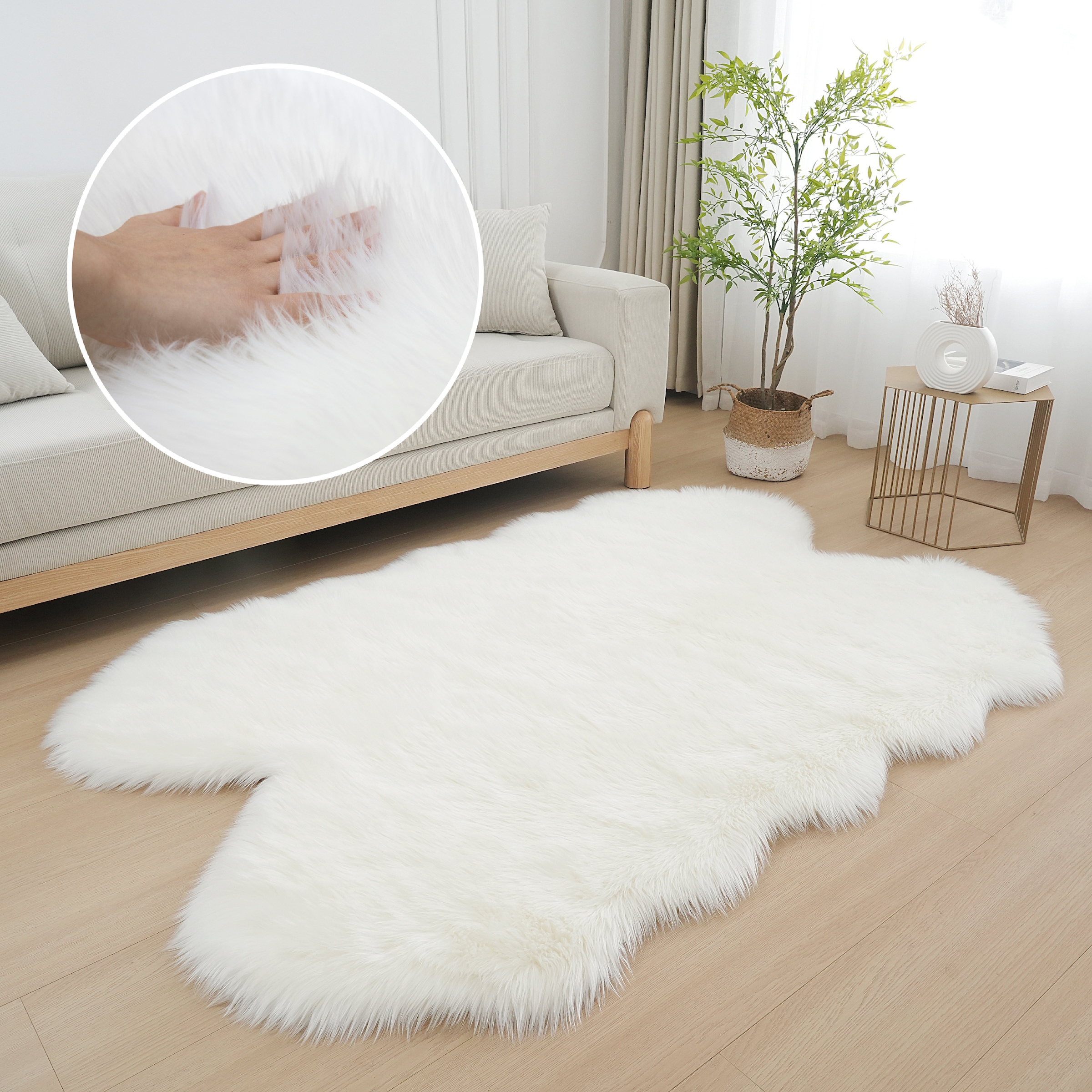 my home Fellteppich "Dena Teppiche, Fellform, waschbar" fellförmig 60 mm Hö günstig online kaufen