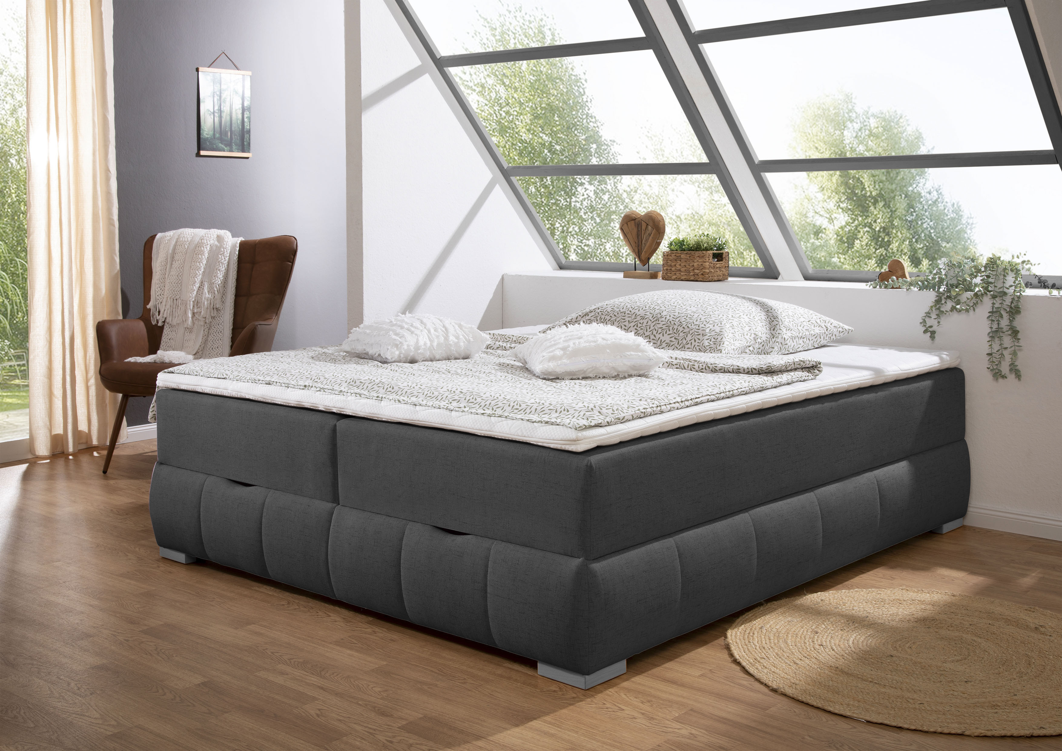 OTTO home Boxbett "Wehma ohne Kopfteil inkl. Bettkasten, auch in Überlänge erhältlich" in H2, H3 & H4 wählbar, inklusive Topper