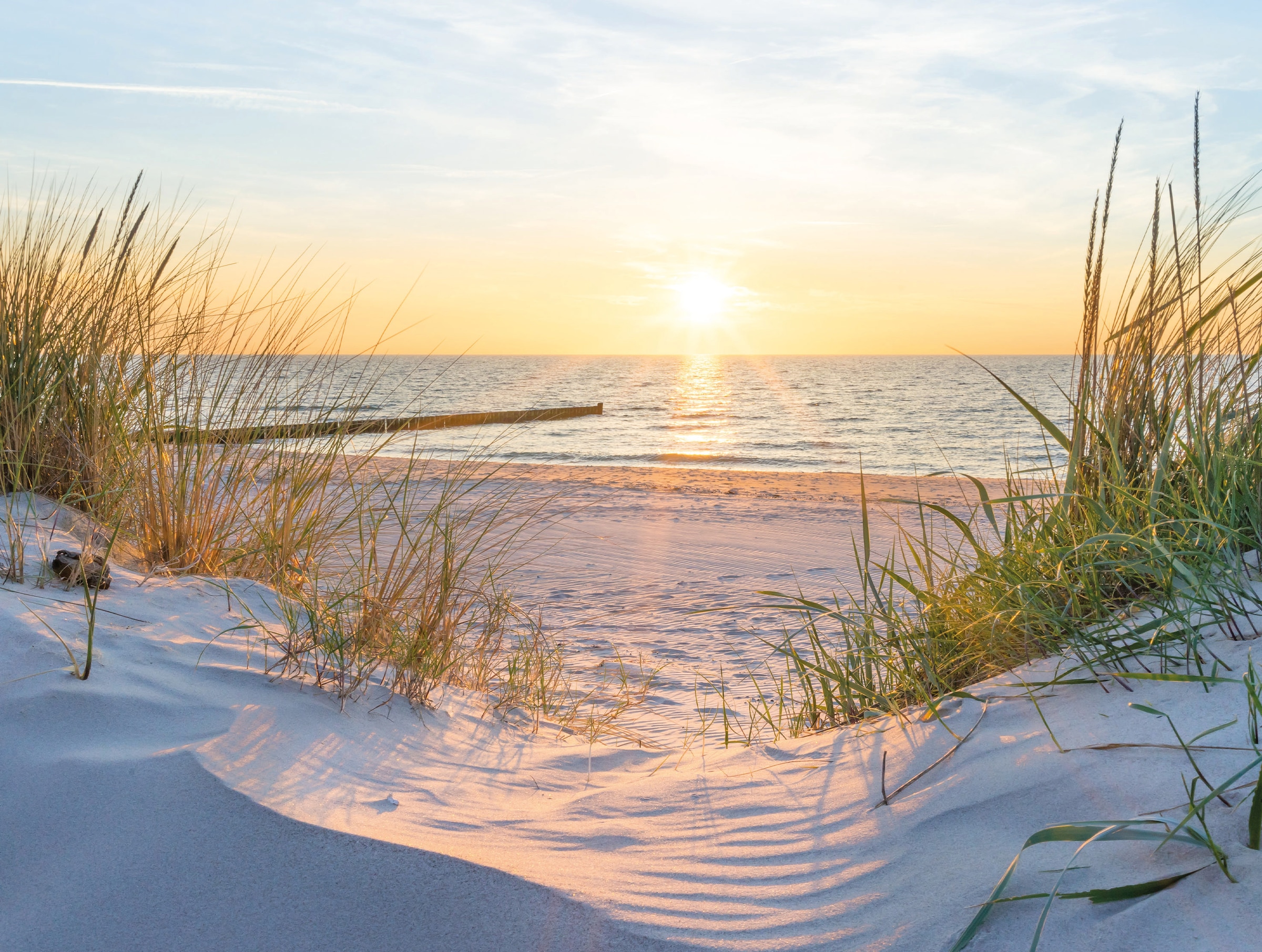 Bönninghoff Leinwandbild, Strand-Strandbilder-Meer-Meer Bilder-Sonnenaufgan günstig online kaufen