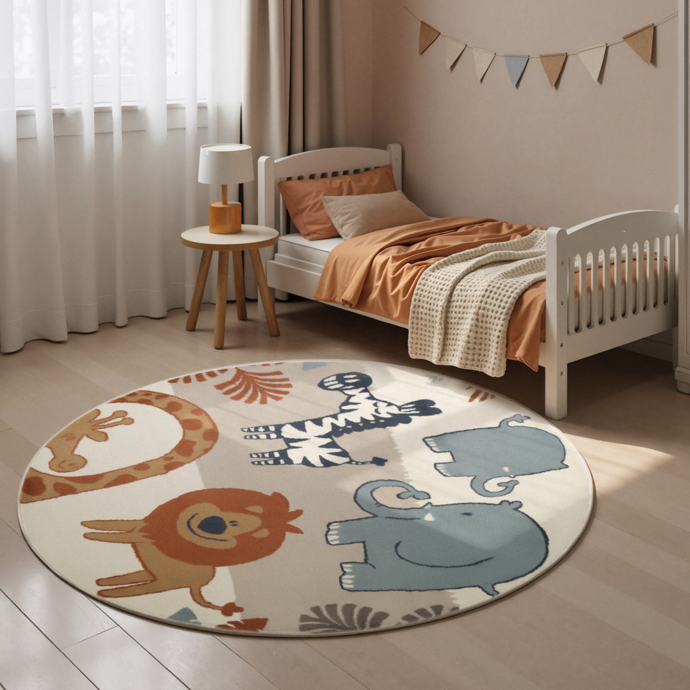 HANSE Home Kinderteppich "Savanna" rund 10 mm Höhe Pflegeleicht, Weich, Kinderzimmer, Spielteppich, Spielunterlage