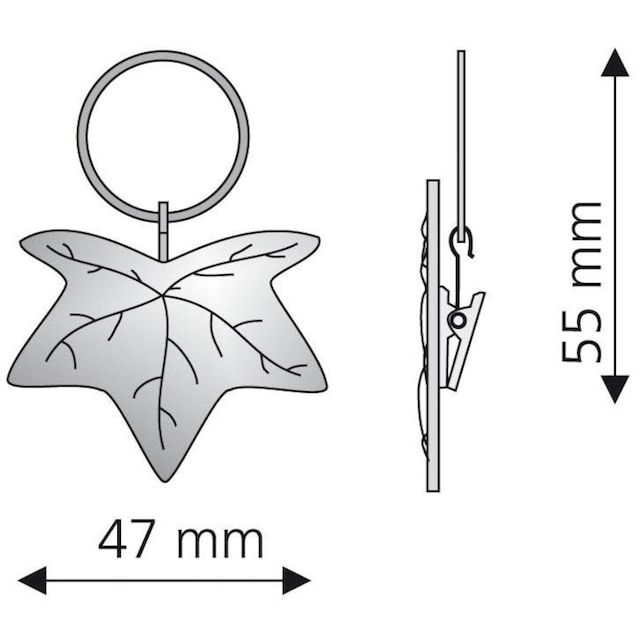 Liedeco Gardinenring »Blatt«, (Packung, 4 St., mit Dekoklammer), für  Gardinenstangen Ø 16 mm auf Rechnung | BAUR