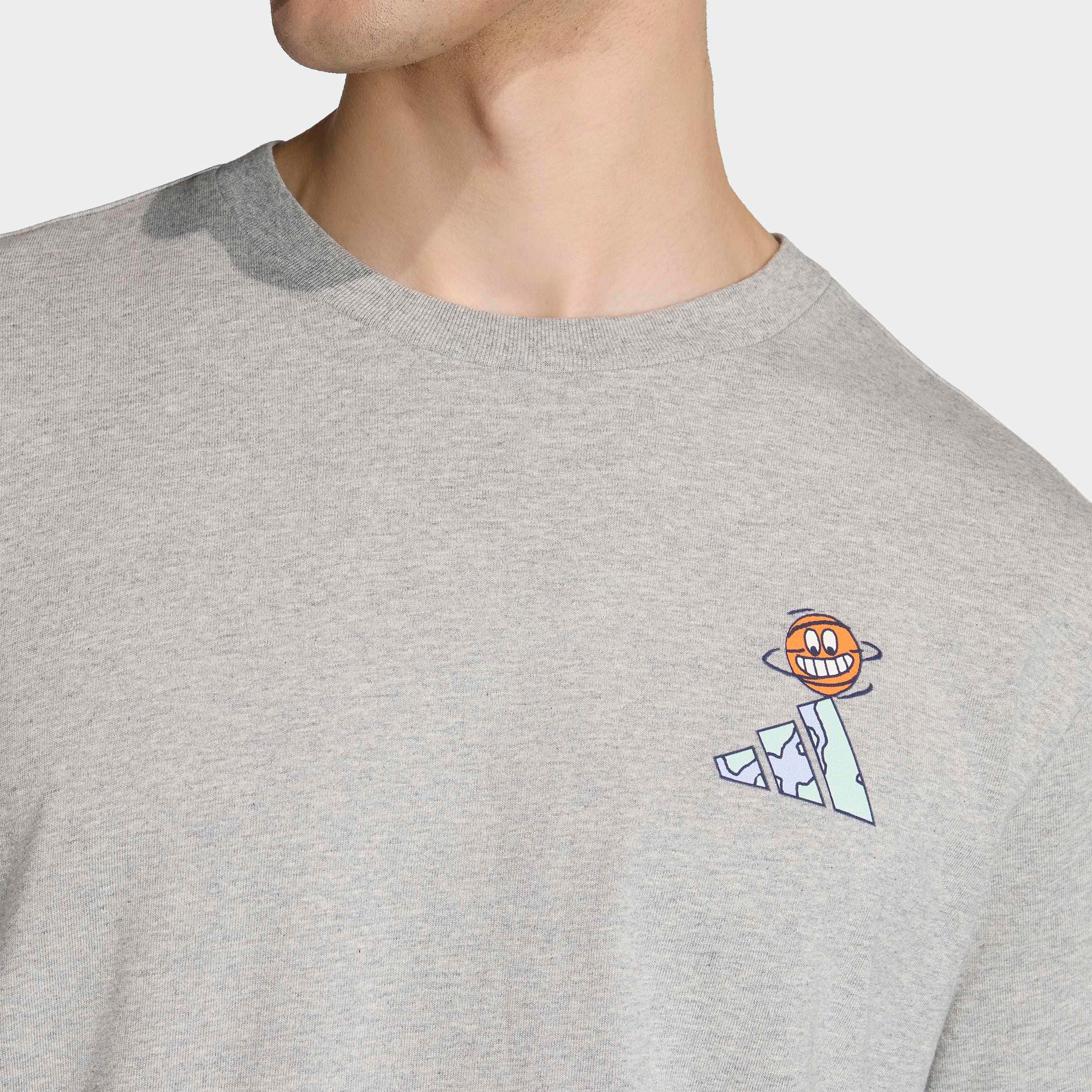 T-Shirt ADIDAS SPORTSWEAR "EARTH DAY GRAFIK", Herren, Gr. M, medium grau heather, Obermaterial: 100% Baumwolle, Shirts T-Shirt 2