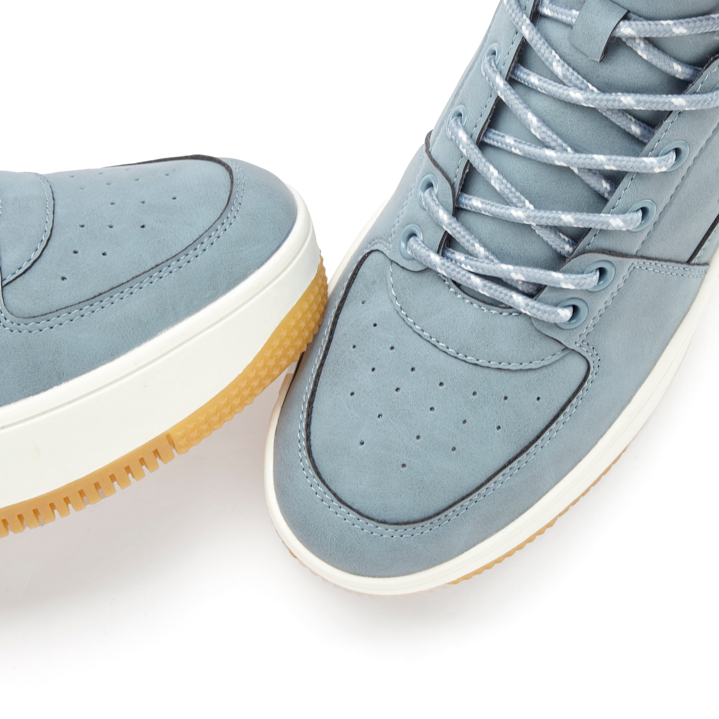 Sneaker ELBSAND "Freizeitschuh, Halbschuh, High Top Sneaker, Turnschuh, Schnürschuh", Damen, Gr. 41, blau (hellblau), Obermaterial: 100% Lederimitat. Decksohle: 100% Textilmaterial. Futter: 100% Textilmaterial. Laufsohle: 100% Synthetik, unifarben, Schuhe 3