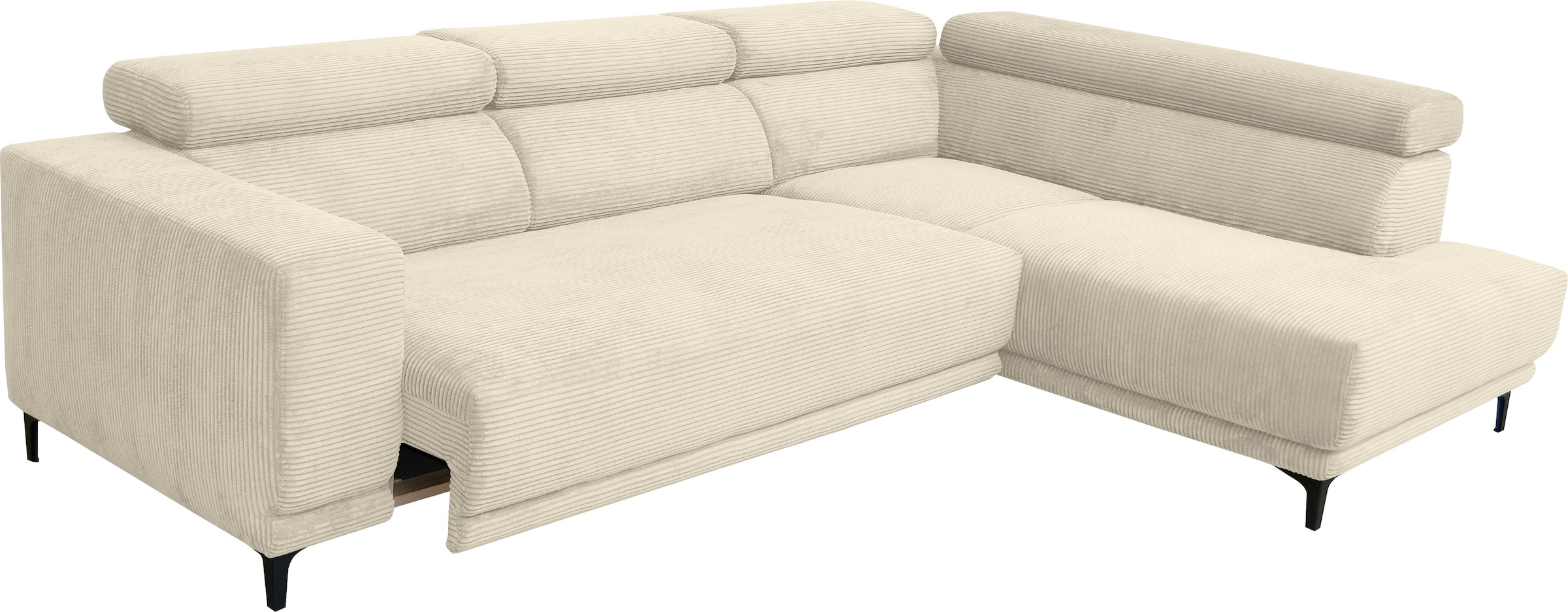 alina Ecksofa »Hikari«, wahlweise mit Sitzvorzug, in modernem Cordstoff, Breite 302 cm