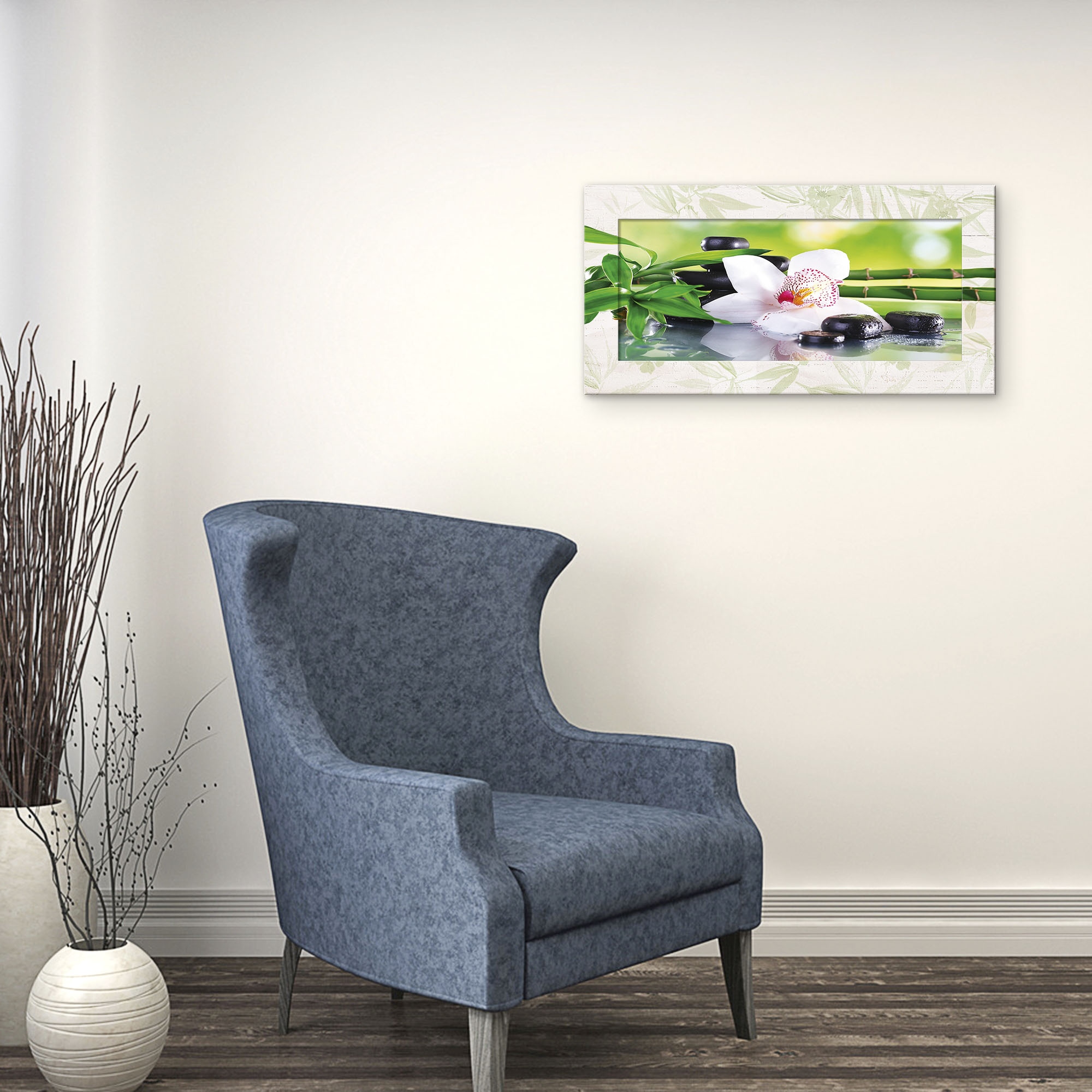 Artland Wandbild »Spa Steine Bambus Zweige Orchidee«, Zen, (1 St.), 3D Optik gebogen