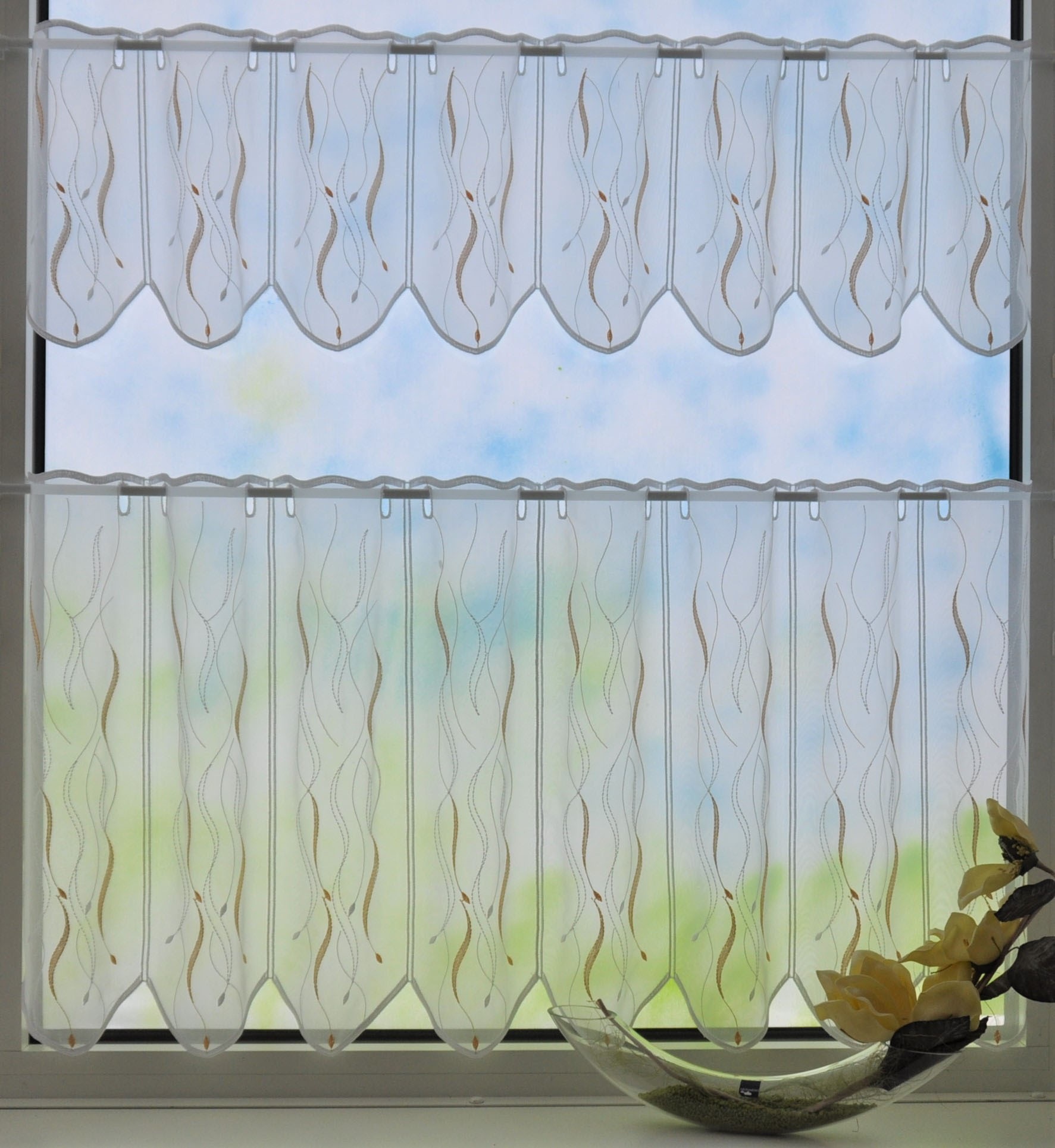 Stickereien Plauen Scheibengardine "Pescara" Stangendurchzug 1 Stk. tlg. günstig online kaufen