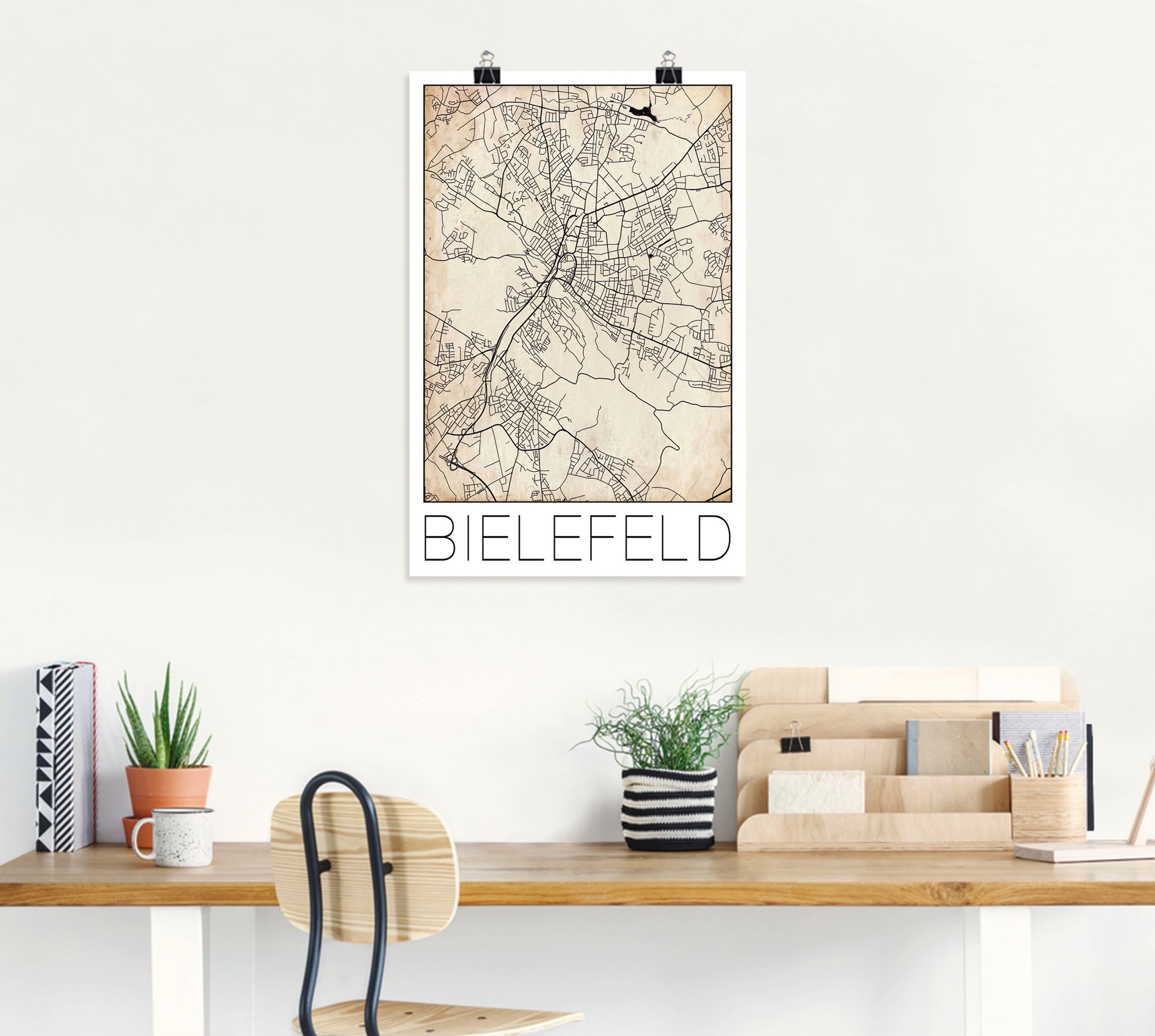 Artland Wandbild »Retro Karte Bielefeld Deutschland Grunge«, Deutschland, (1 St.), als Alubild, Leinwandbild, Wandaufkleber oder Poster in versch. Größen