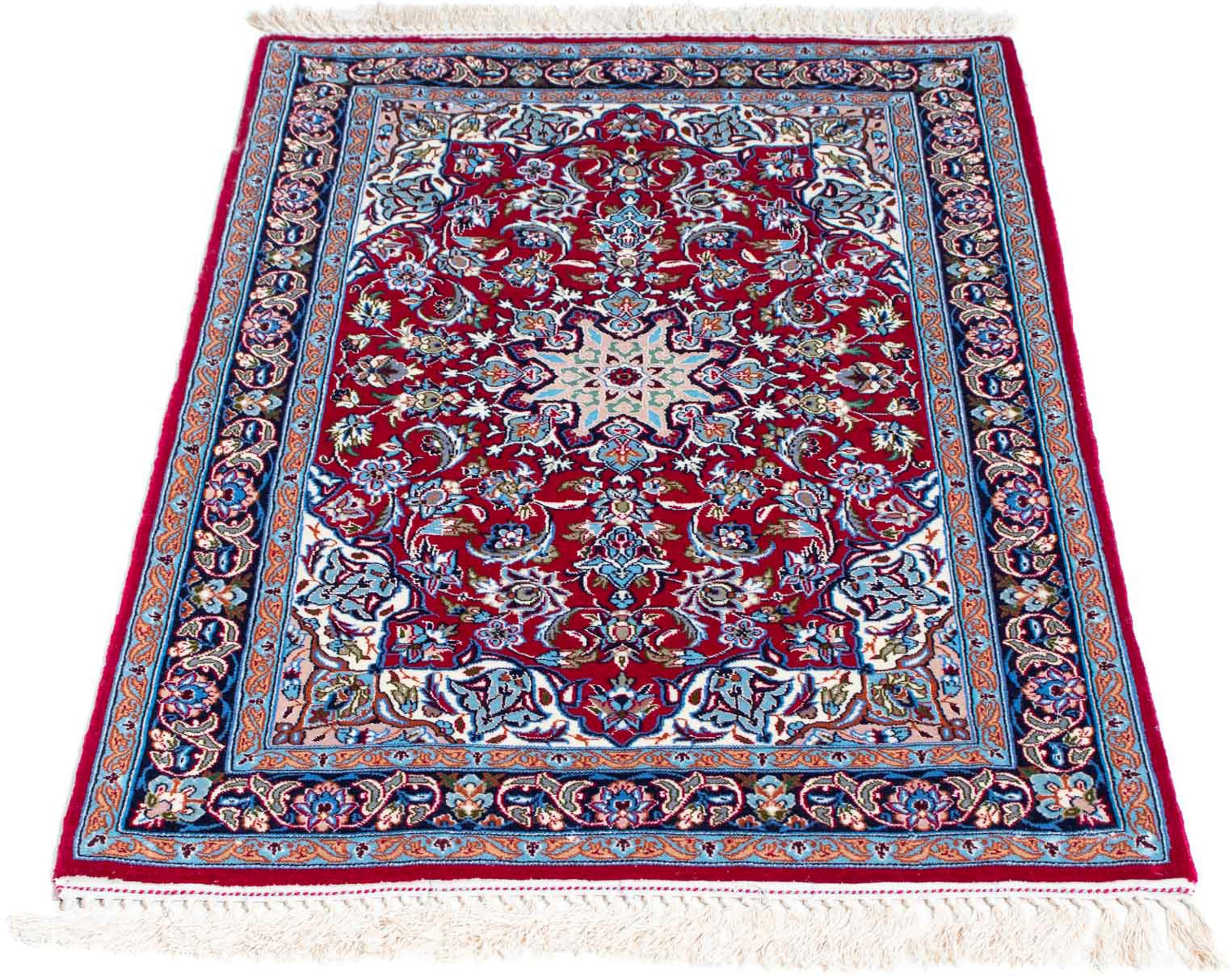 morgenland Orientteppich "Perser - Isfahan - Premium - 107 x 69 cm - rot", rechteckig, Wohnzimmer, Handgeknüpft, Einzels