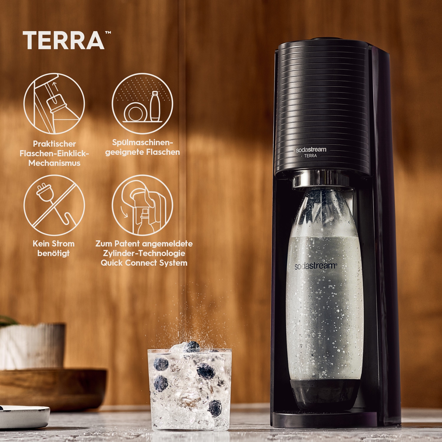 SodaStream Wassersprudler »TERRA Bundle«, (Set, 4 tlg.), SodaStreamWassersprudler,CO2-Zylinder+ 1L Kunststoff-Flasche