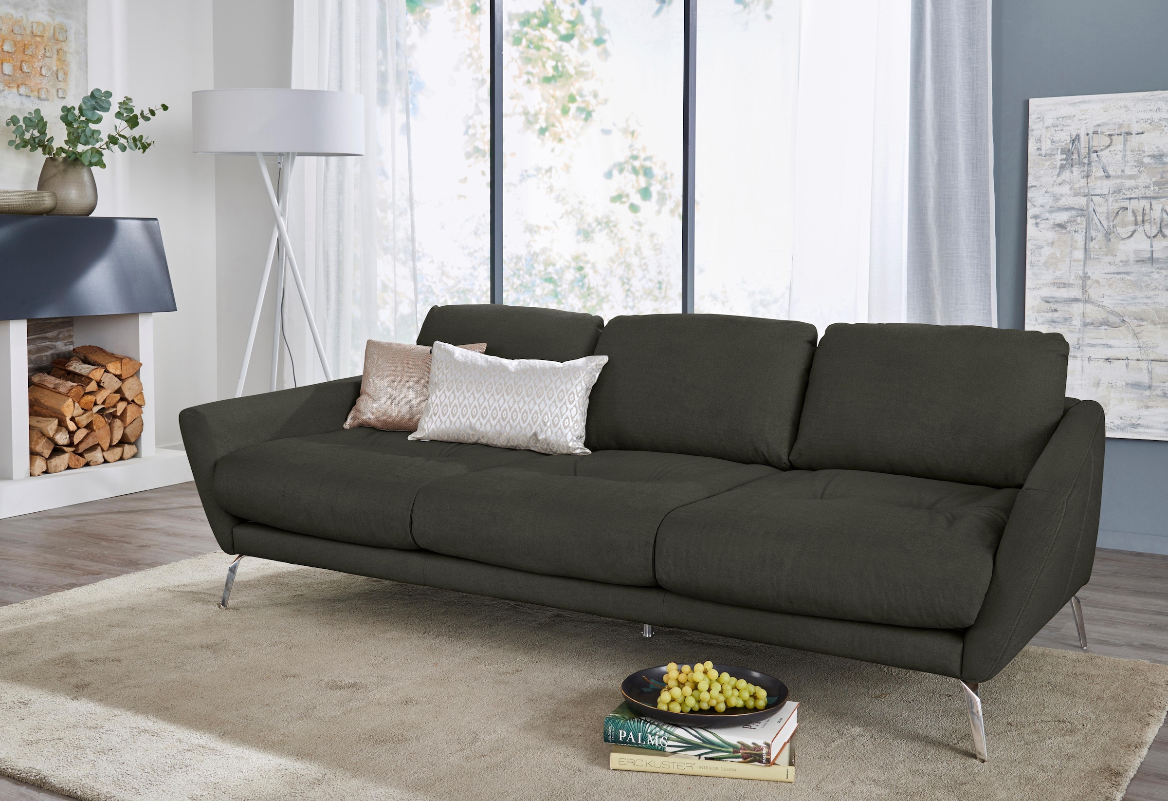 W.SCHILLIG Big-Sofa "softy", mit dekorativer Heftung im Sitz, Füße Chrom glänzend