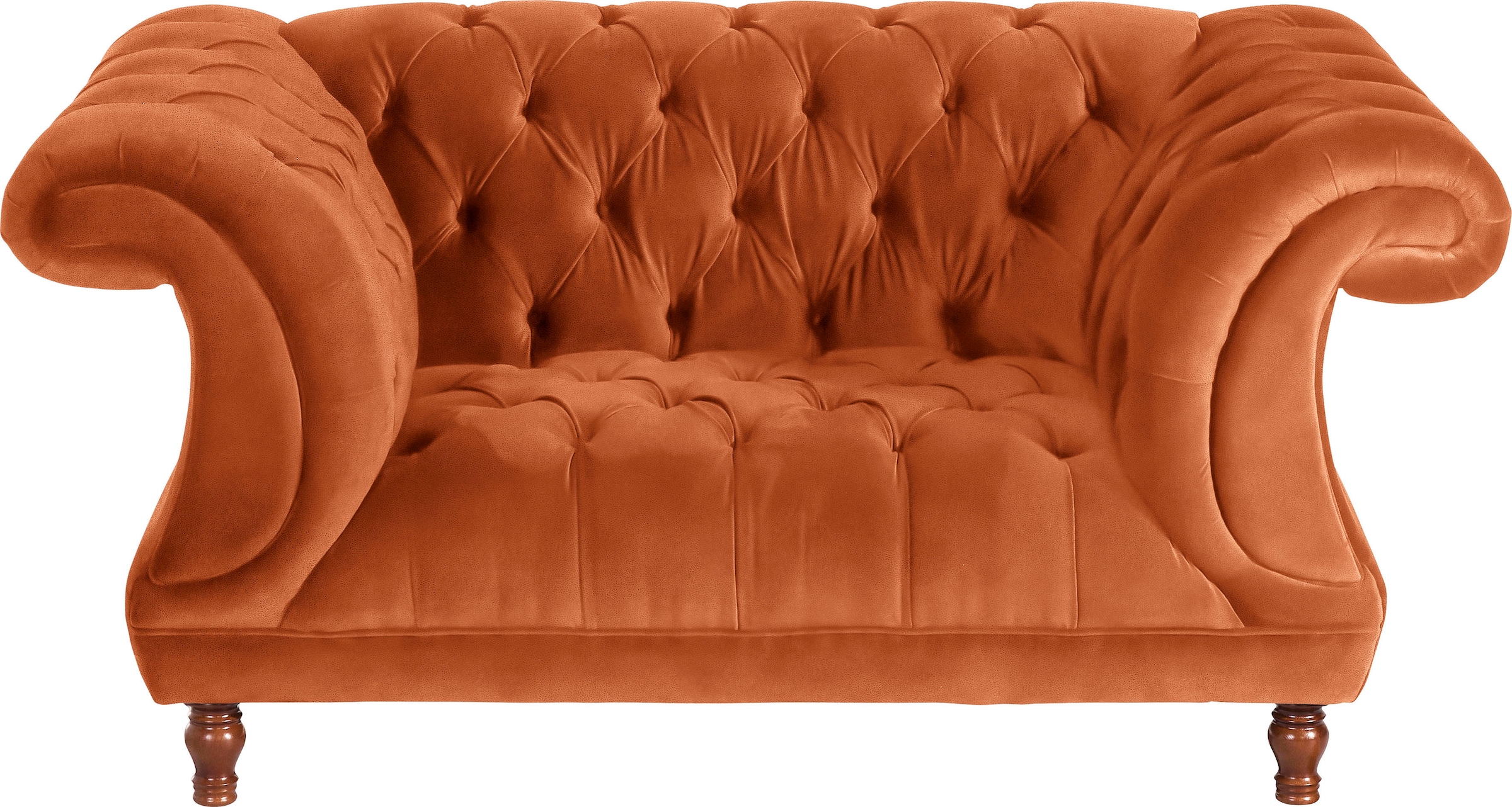 Max Winzer Loveseat "Isabelle, Loungesessel", Knopfheftung & gedrechselten Füßen in Buche Nussbaum, Breite 167 cm