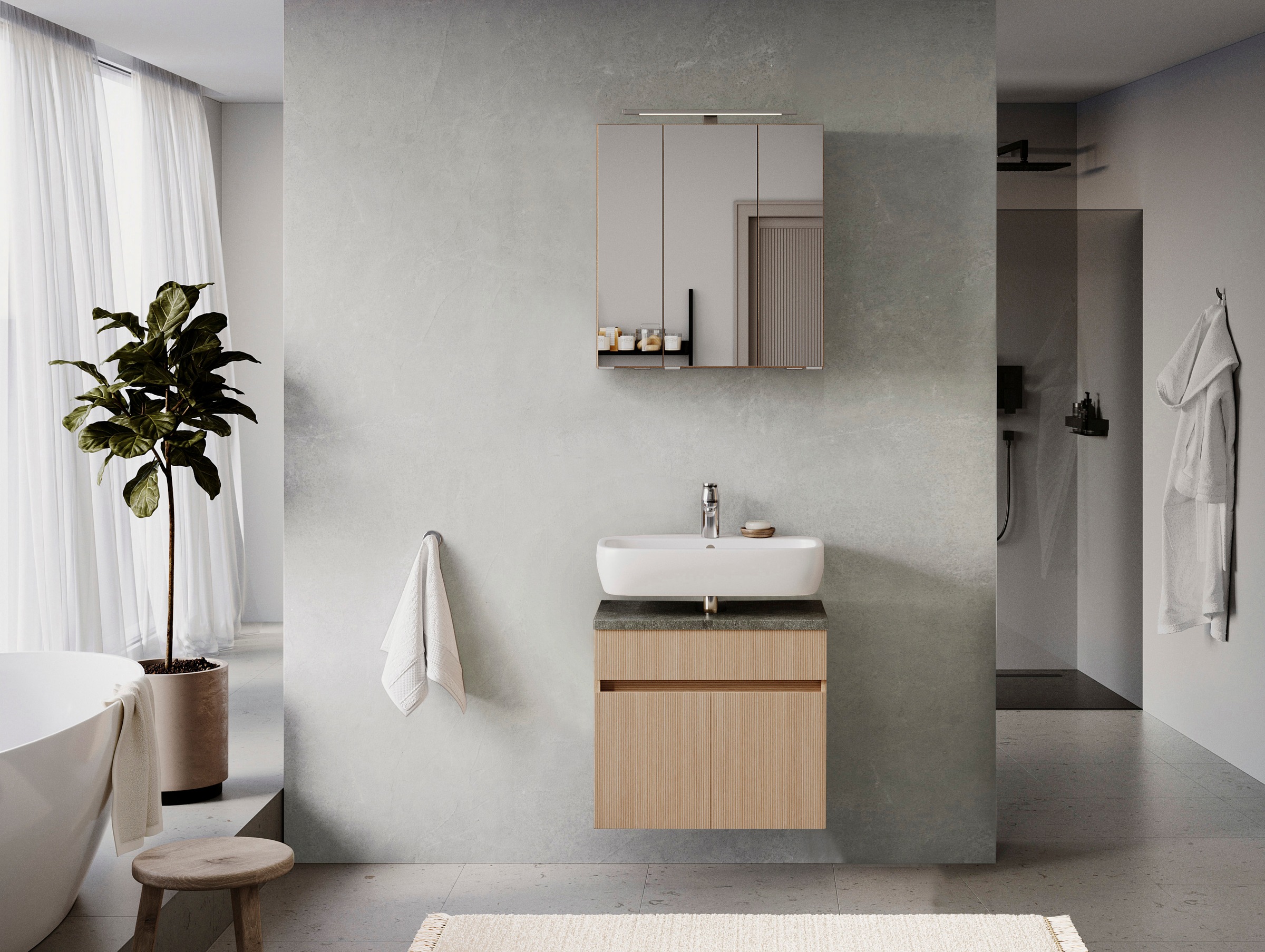 welltime Badmöbel-Set "EIXO, Set aus Spiegelschrank und Unterbeckenschrank" günstig online kaufen