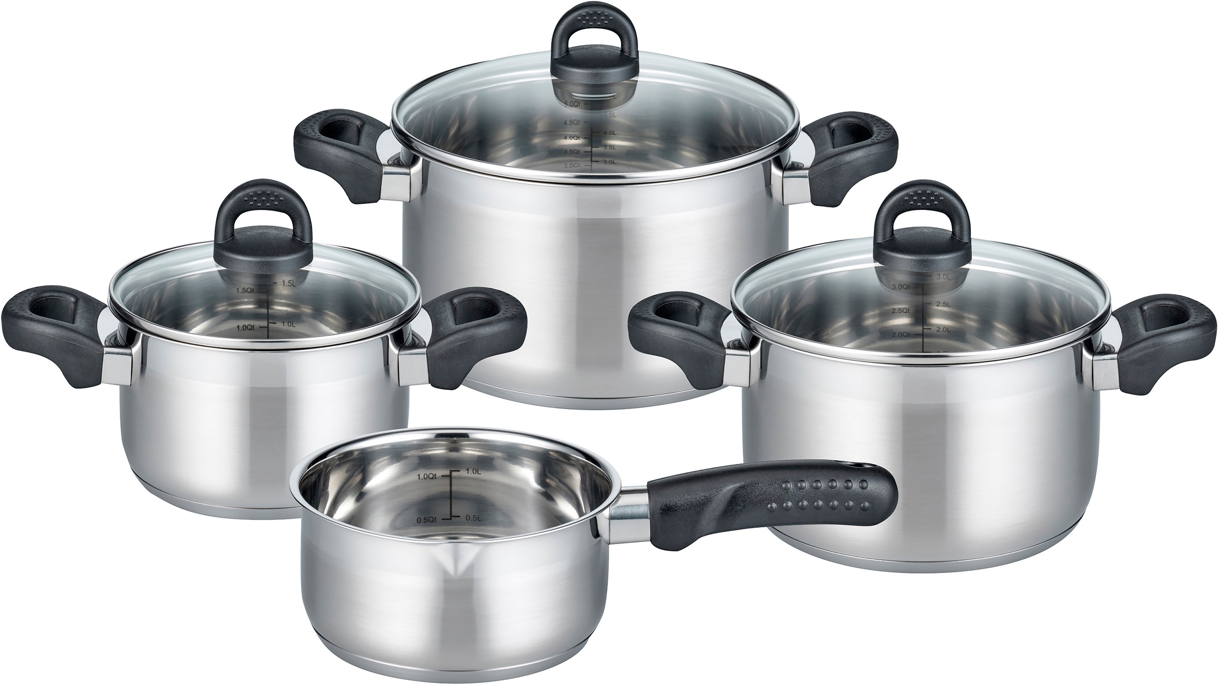 ELO BASIC Topf-Set "Turmalin", silber, Töpfe, Öl-Dosiersystem, Induktion