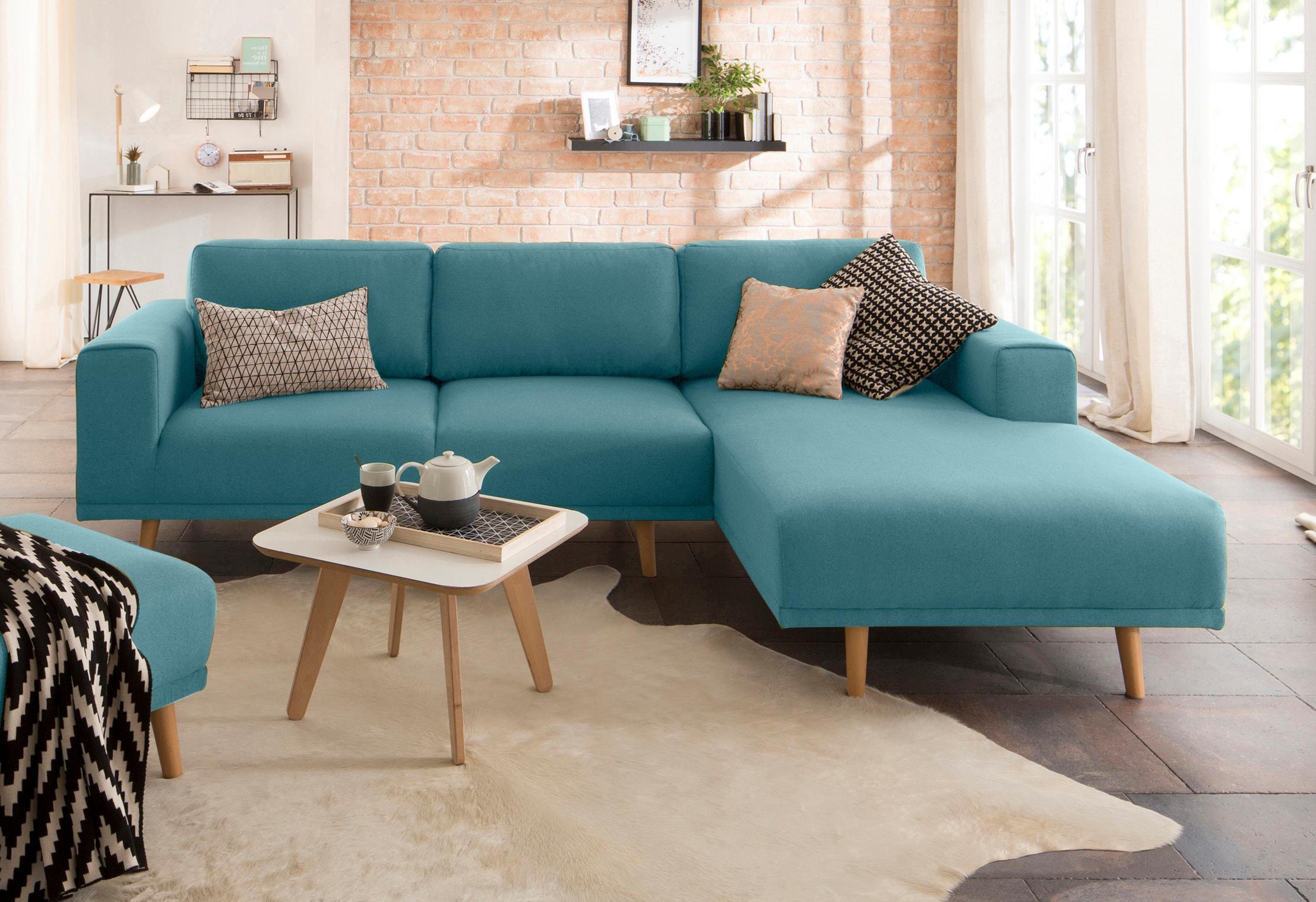 Home affaire Ecksofa »Lasse L-Form«, im scandinavischen Stil mit Holzfüßen